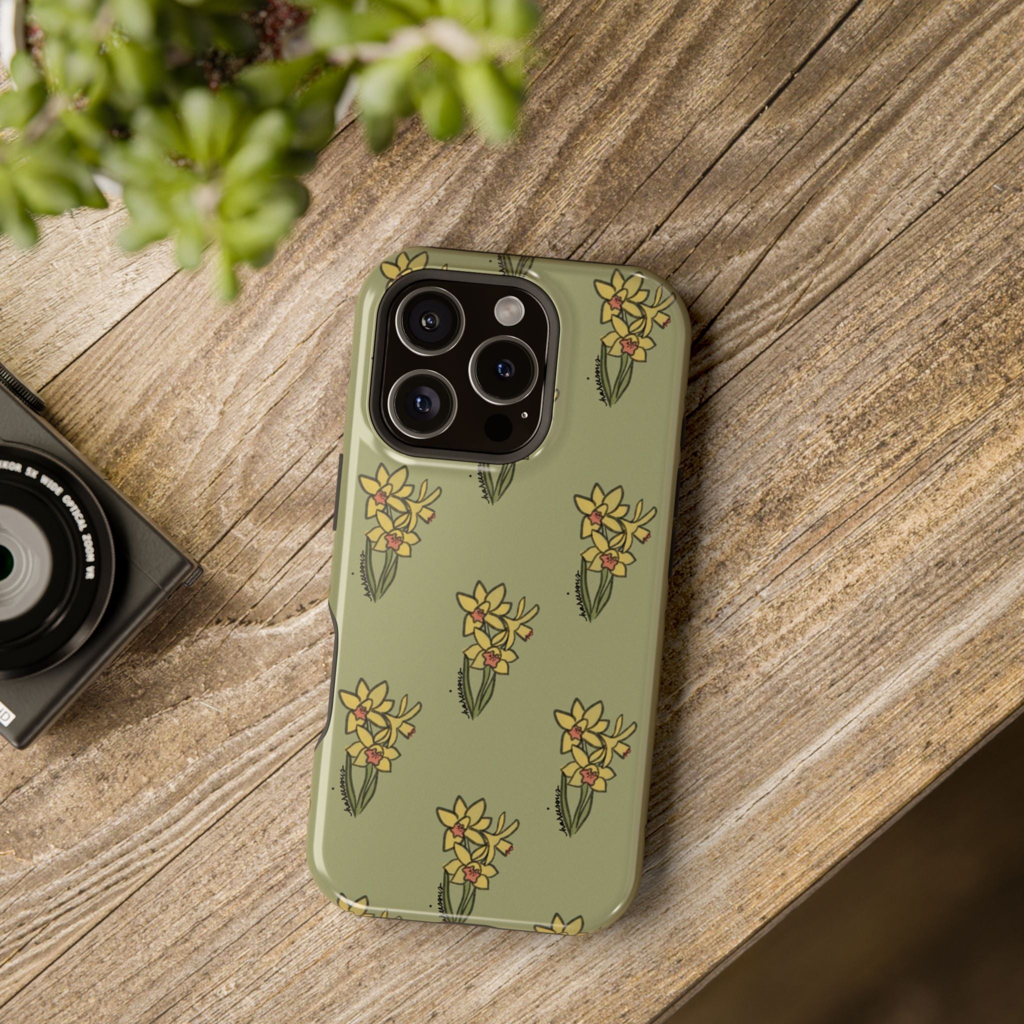 Yellow Narcissus Pattern Phone Case | Magnetic Impact-Resistant Case