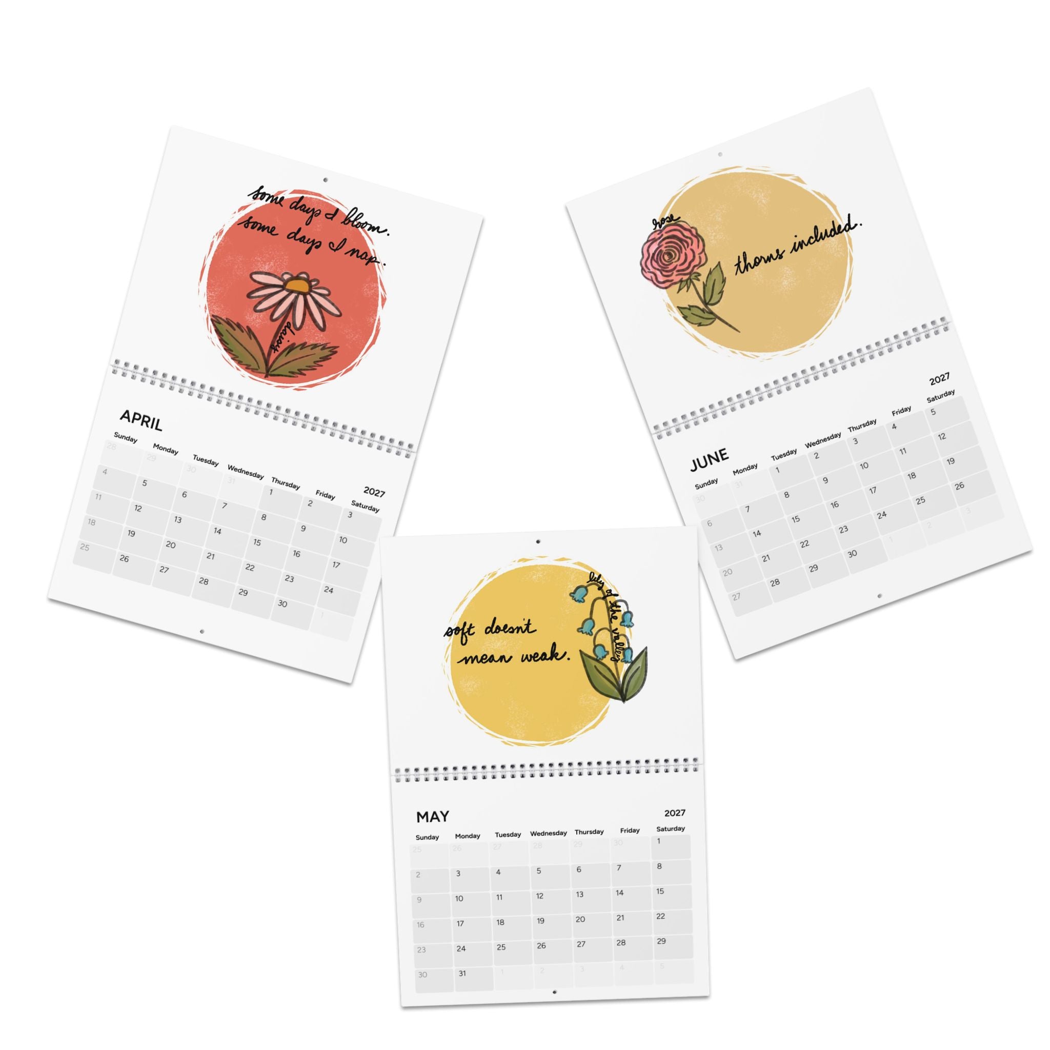 Starting Fresh Floral Calendar 2027 Wall Calendar | Monthly Planner, Birth Month Flowers