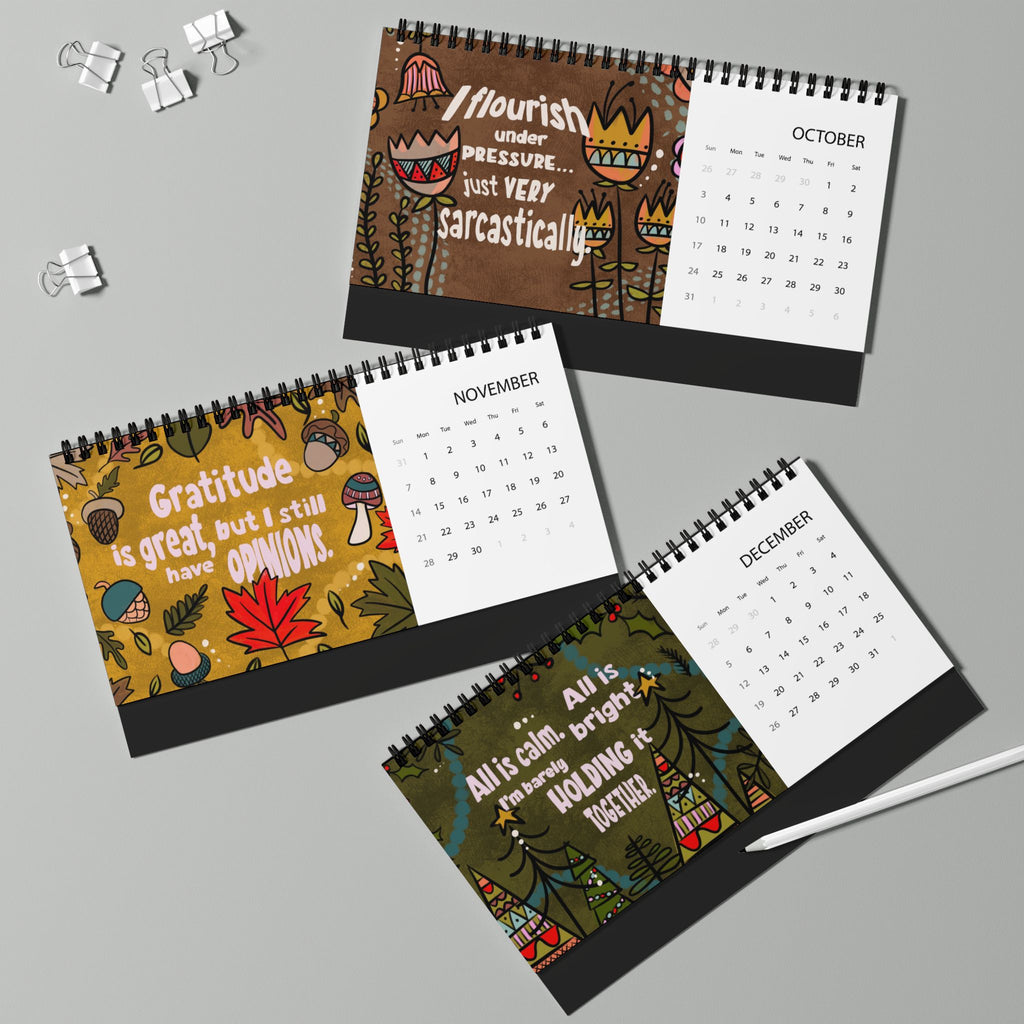 Sassy Floral Quote Desktop Calendar | 2027 Desk Planner