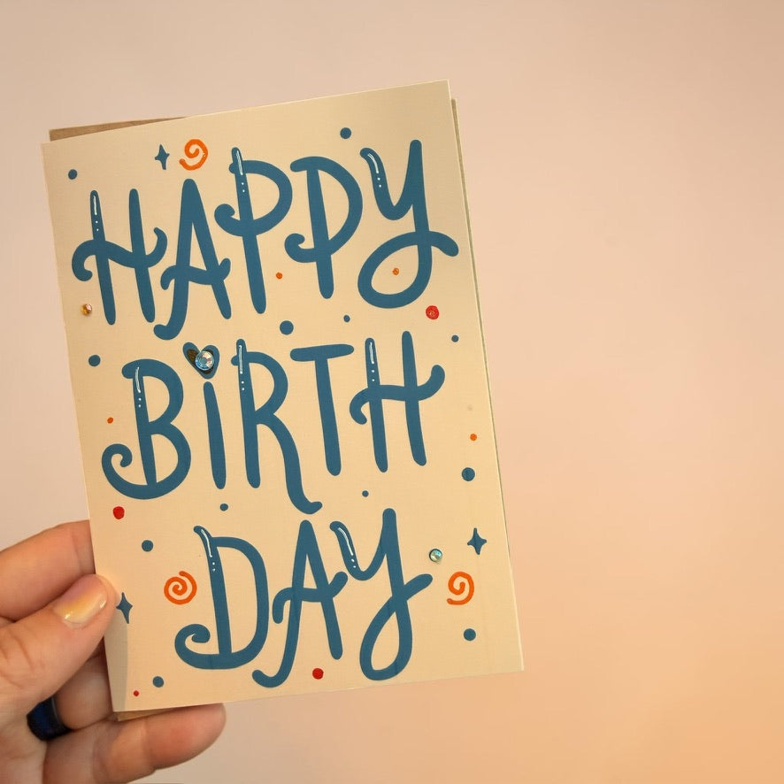Happy Birthday Card with Gem Accents
