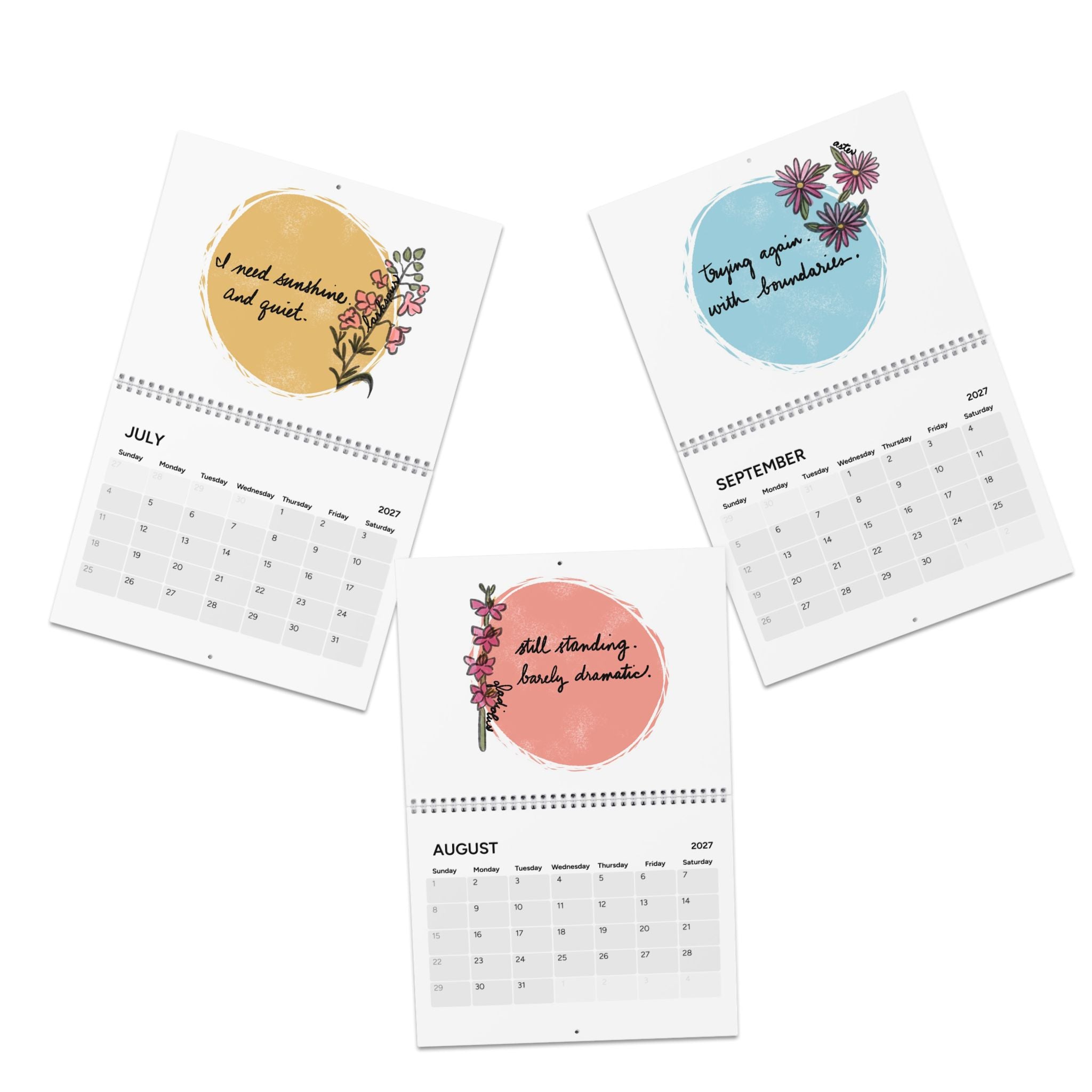 Starting Fresh Floral Calendar 2027 Wall Calendar | Monthly Planner, Birth Month Flowers