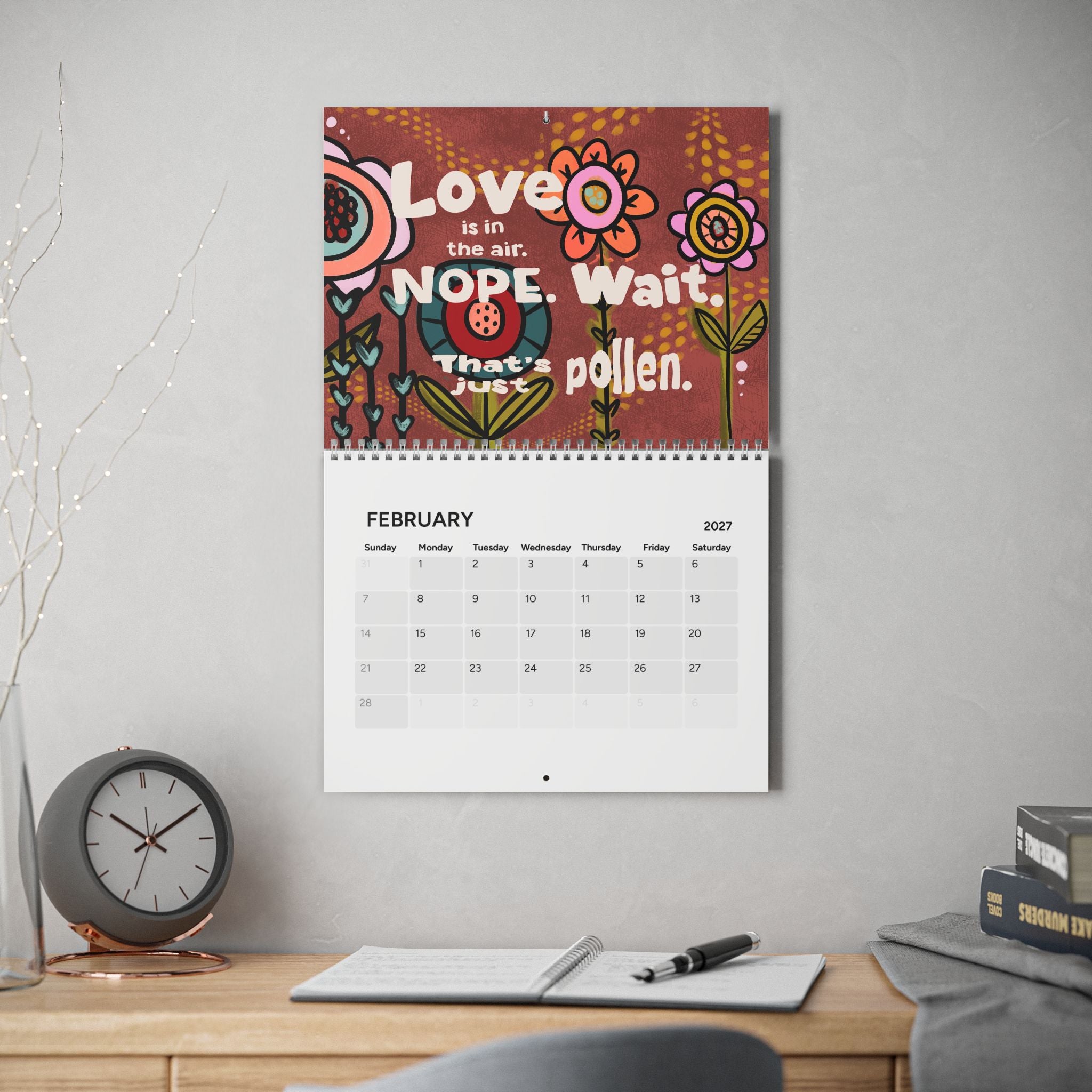 Whimsical Floral Quote Calendar 2027 | Wall Calendar