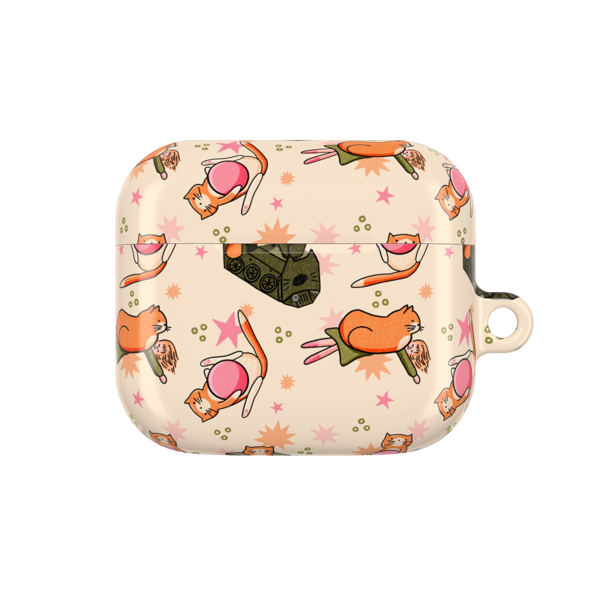 Cute Cat Pattern AirPod Case — Kawaii Orange Kitty Tech Cover