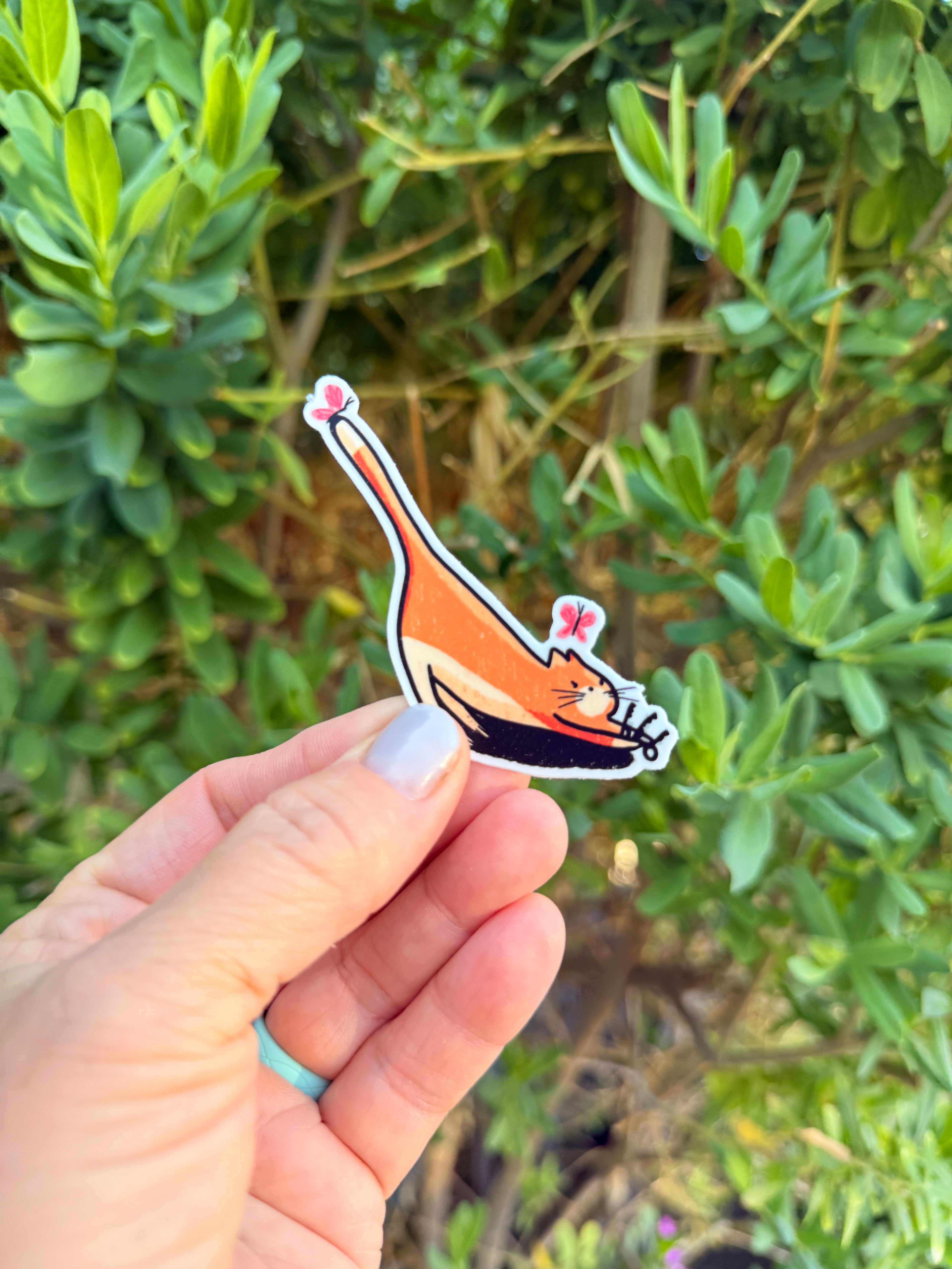 Stretching Cat Vinyl Sticker