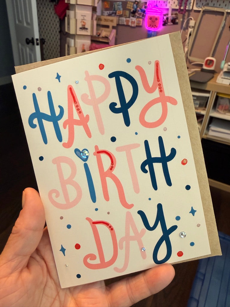 Happy Birthday Card with Gem Accents