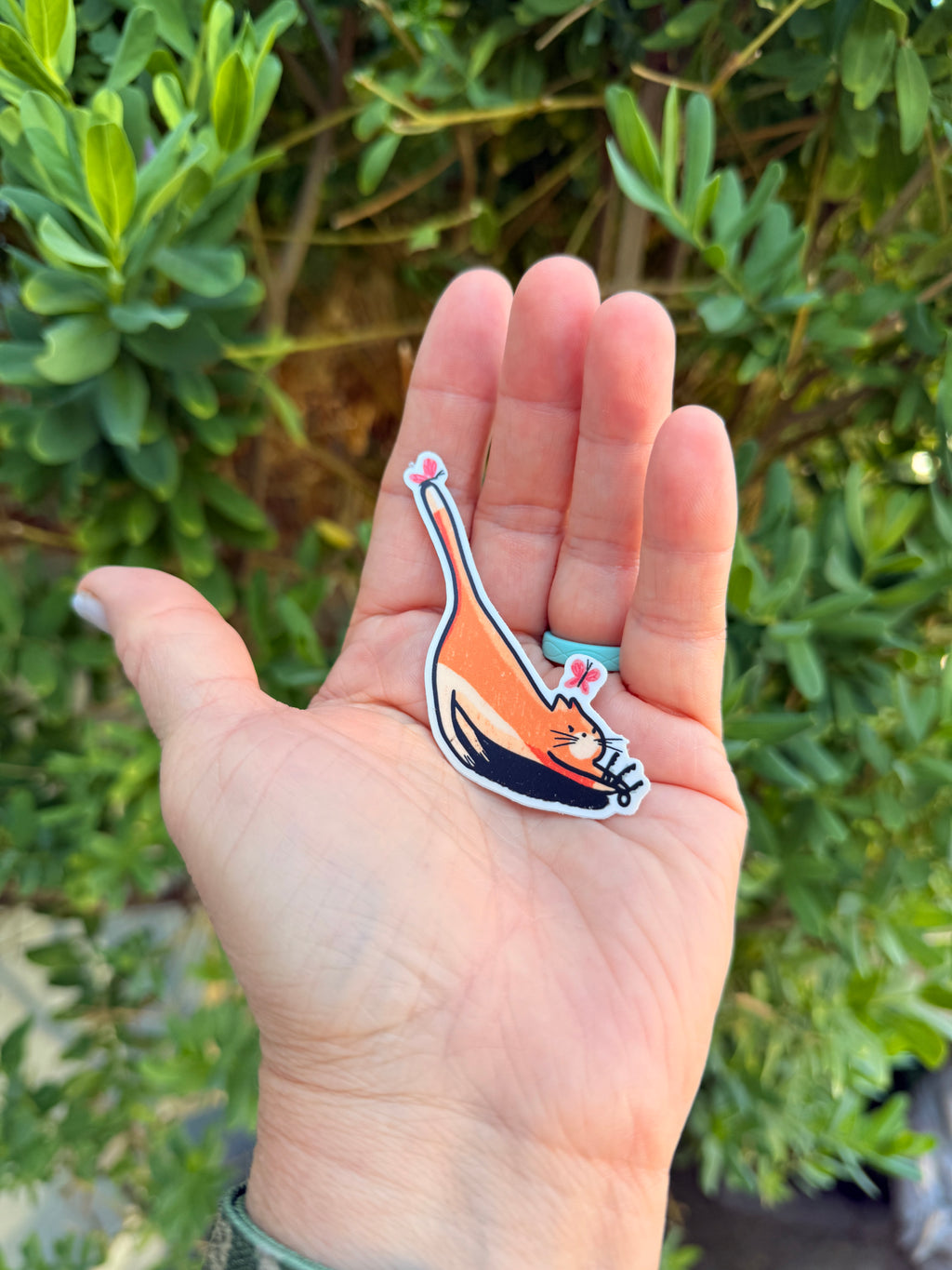 Stretching Cat Vinyl Sticker