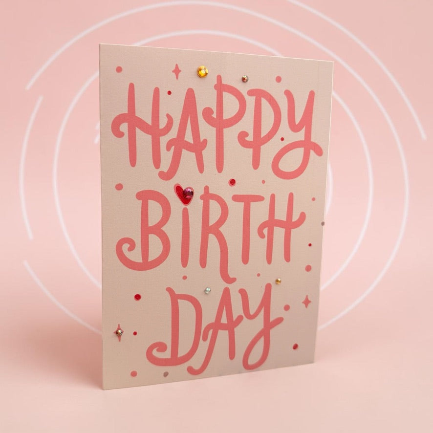 Happy Birthday Card with Gem Accents