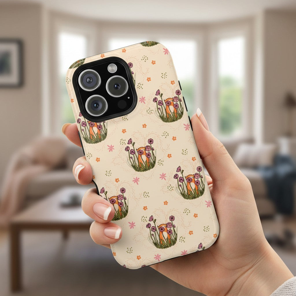 Floral Cat Pattern Magnetic Impact-Resistant Phone Case