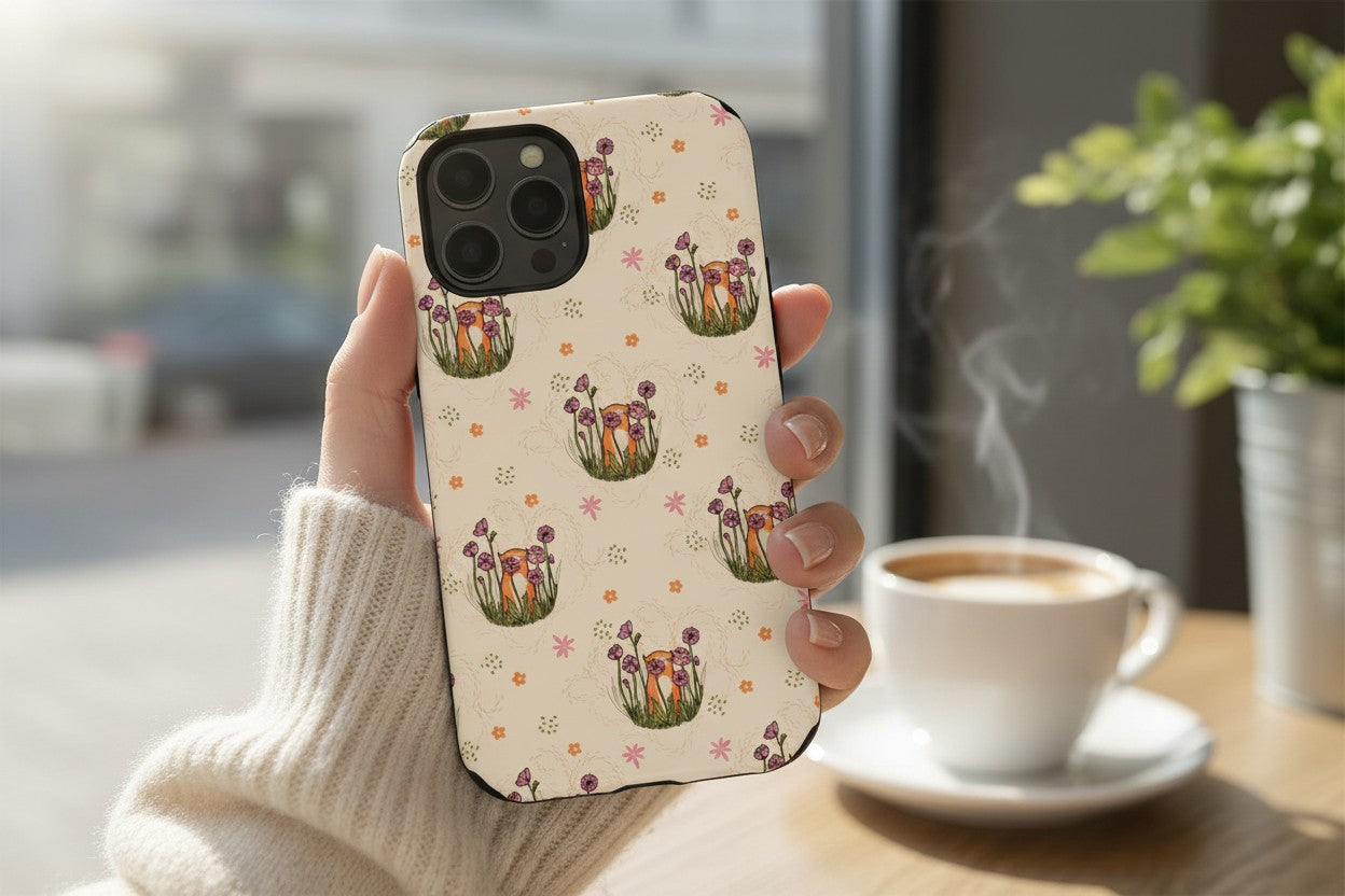 Floral Cat Pattern Magnetic Impact-Resistant Phone Case