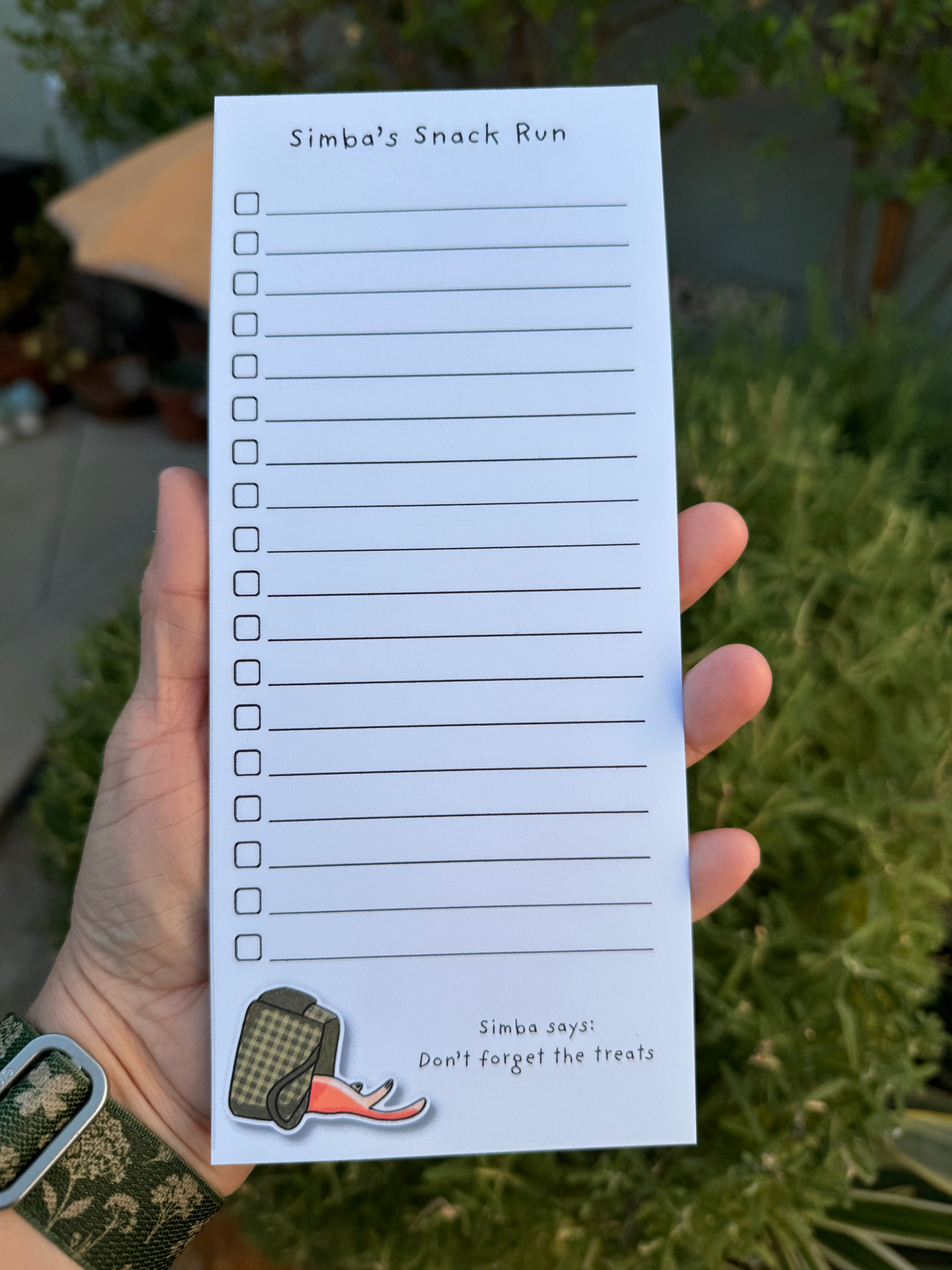 Simba’s Snack List Magnetic Notepad – Cute Cat Grocery List Pad 🐾🧲🛒