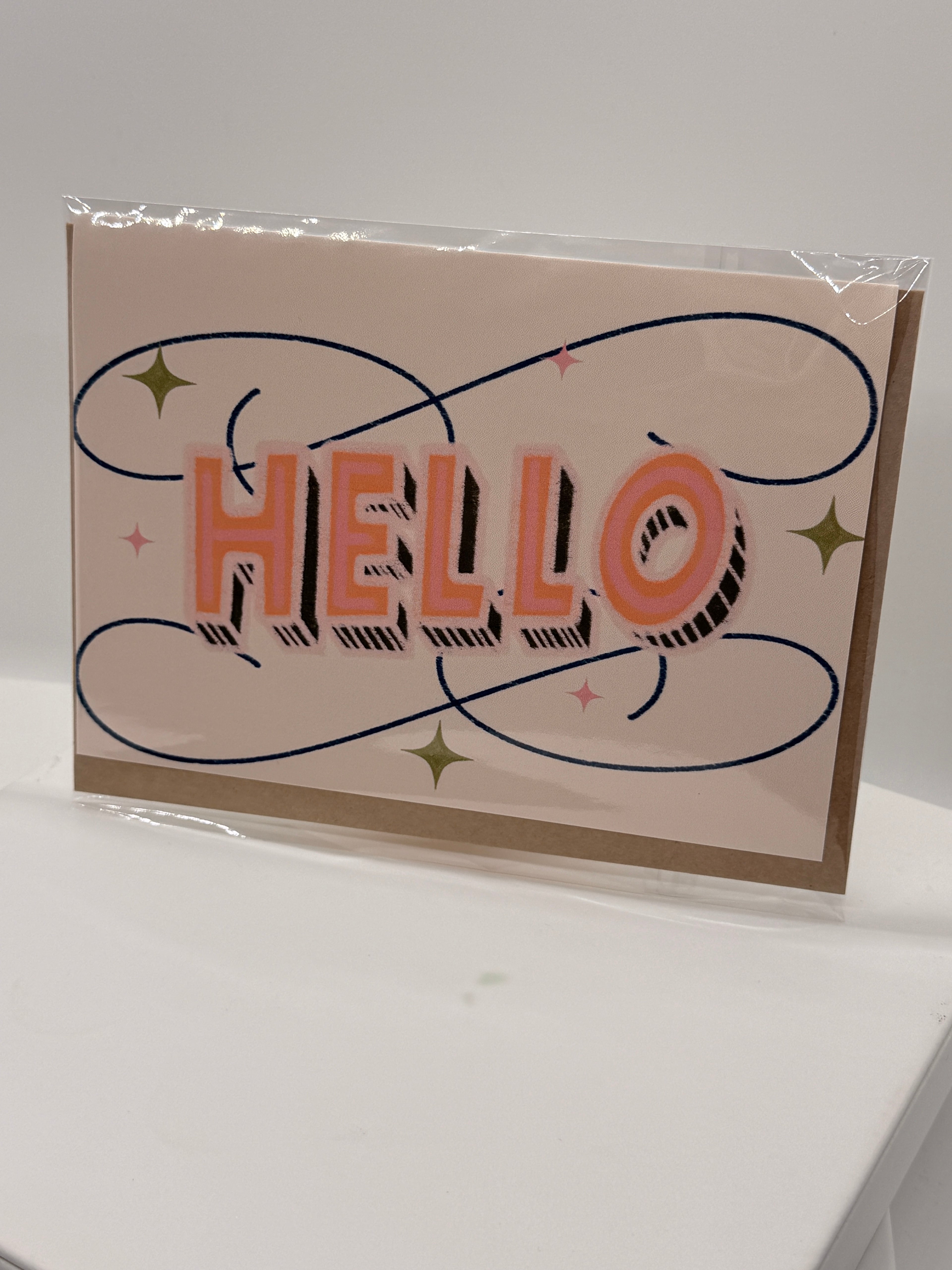 Hello Retro Typography Greeting Card
