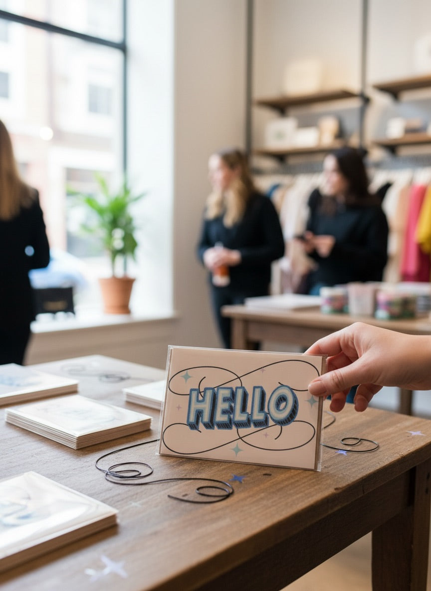 Hello Retro Typography Greeting Card