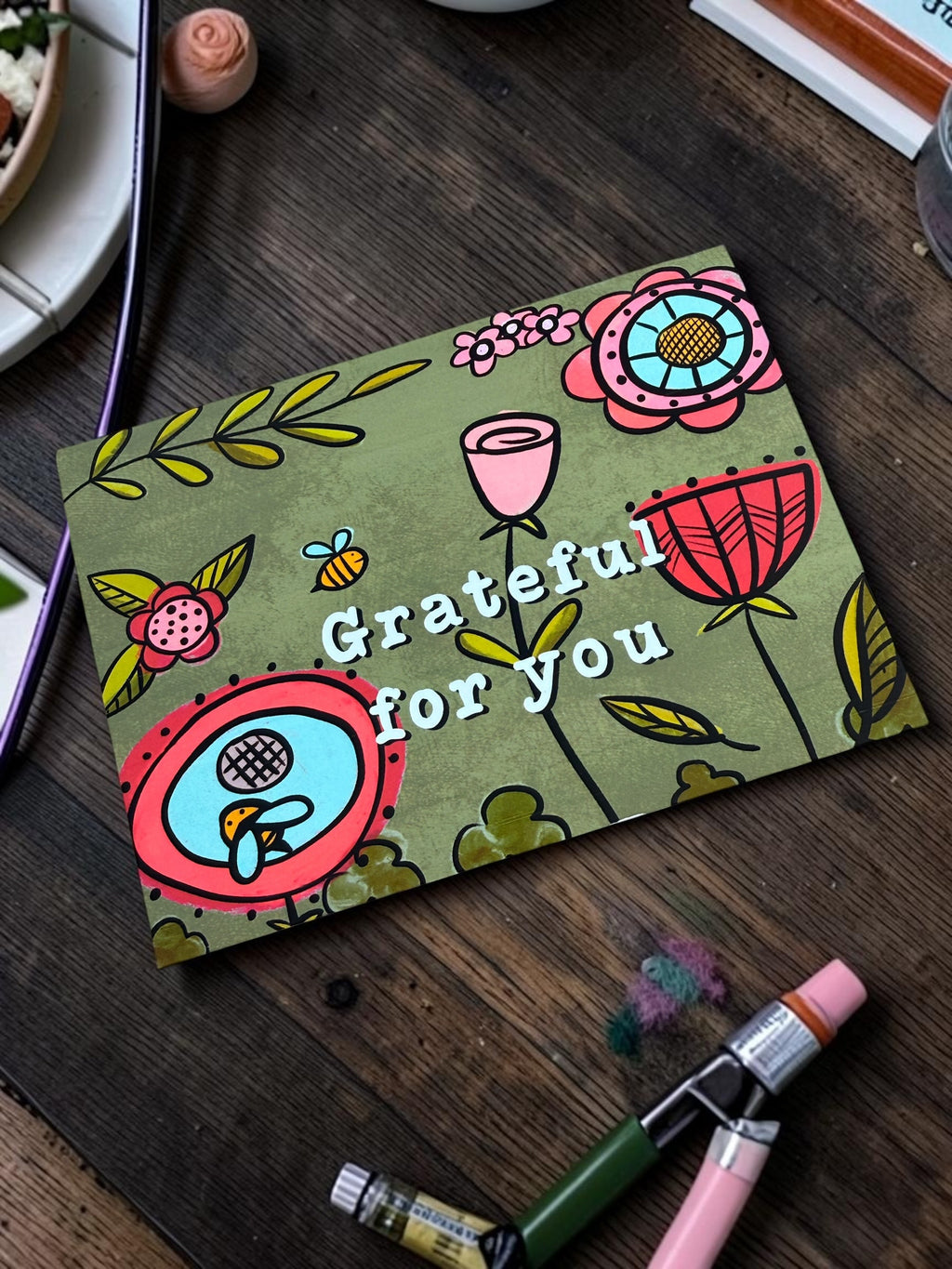 Grateful for You — Floral Greeting Card