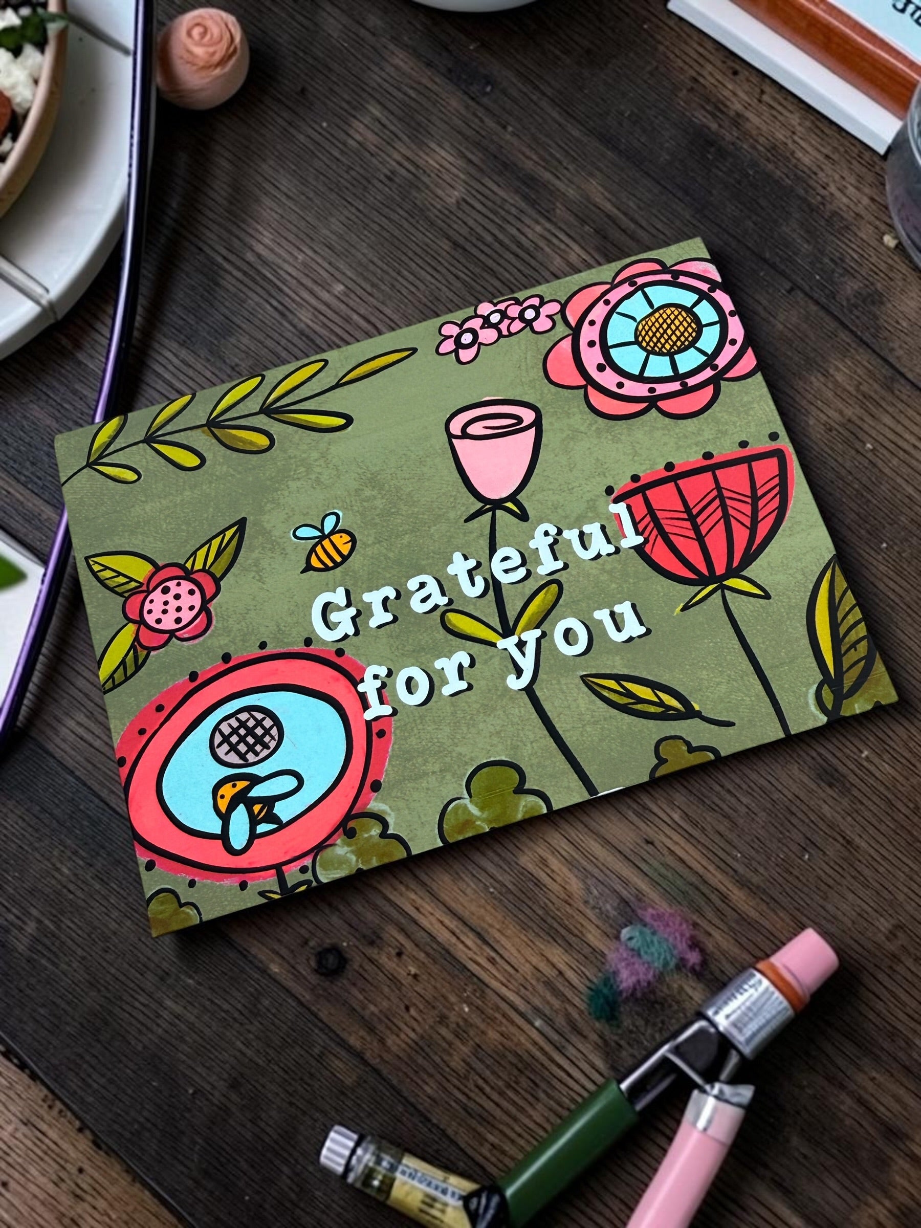 Grateful for You — Floral Greeting Card