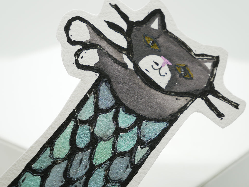 Tuxedo Cat Mermaid Bookmark