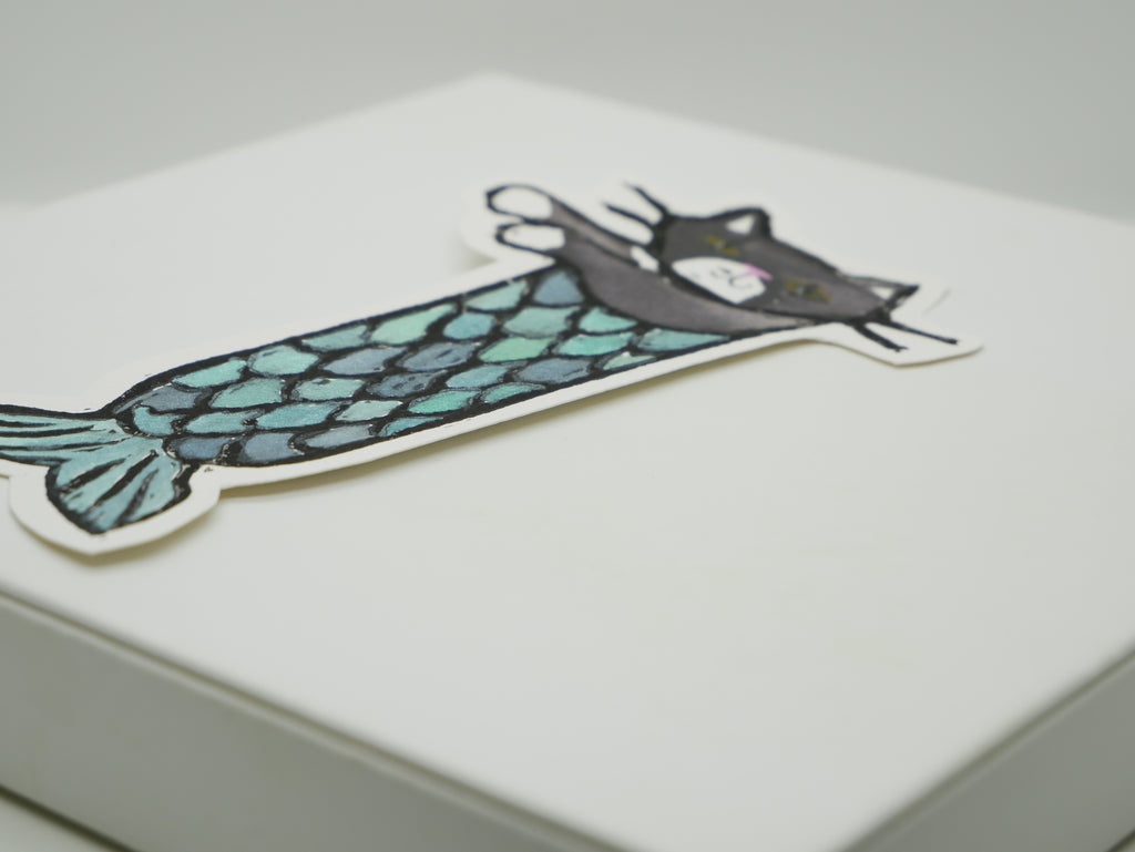 Tuxedo Cat Mermaid Bookmark