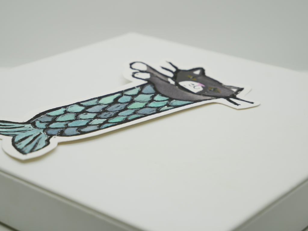 Tuxedo Cat Mermaid Bookmark