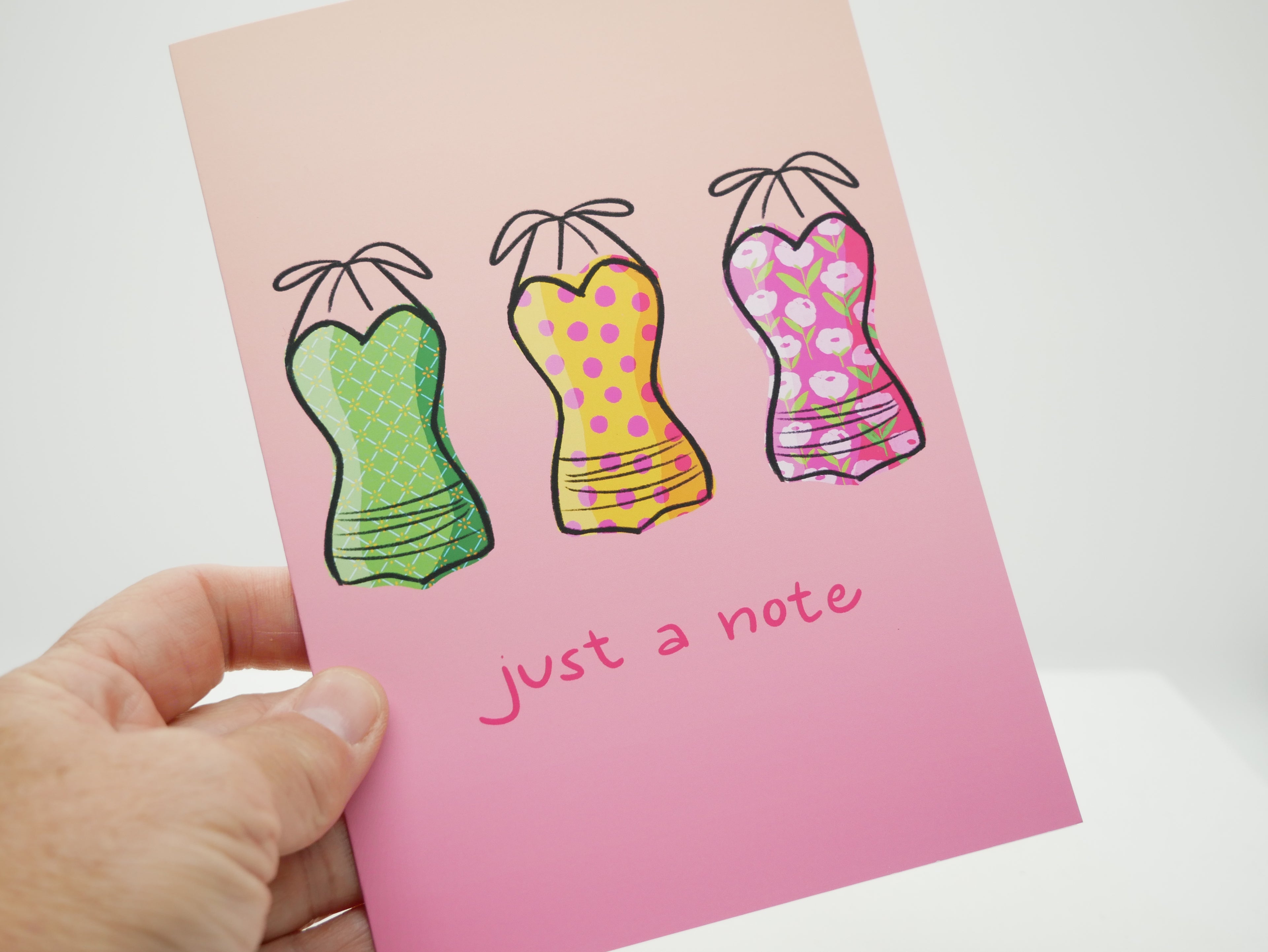 Just a Note Retro Bathing Suits Greeting Card – Vintage Illustrated Card