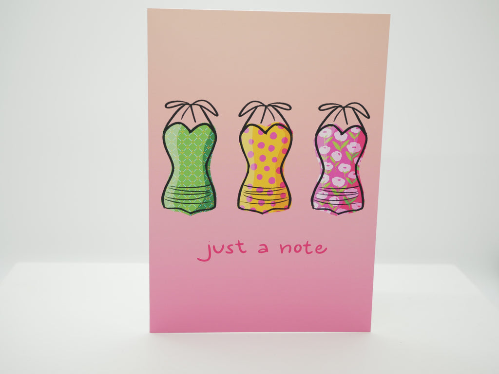 Just a Note Retro Bathing Suits Greeting Card – Vintage Illustrated Card