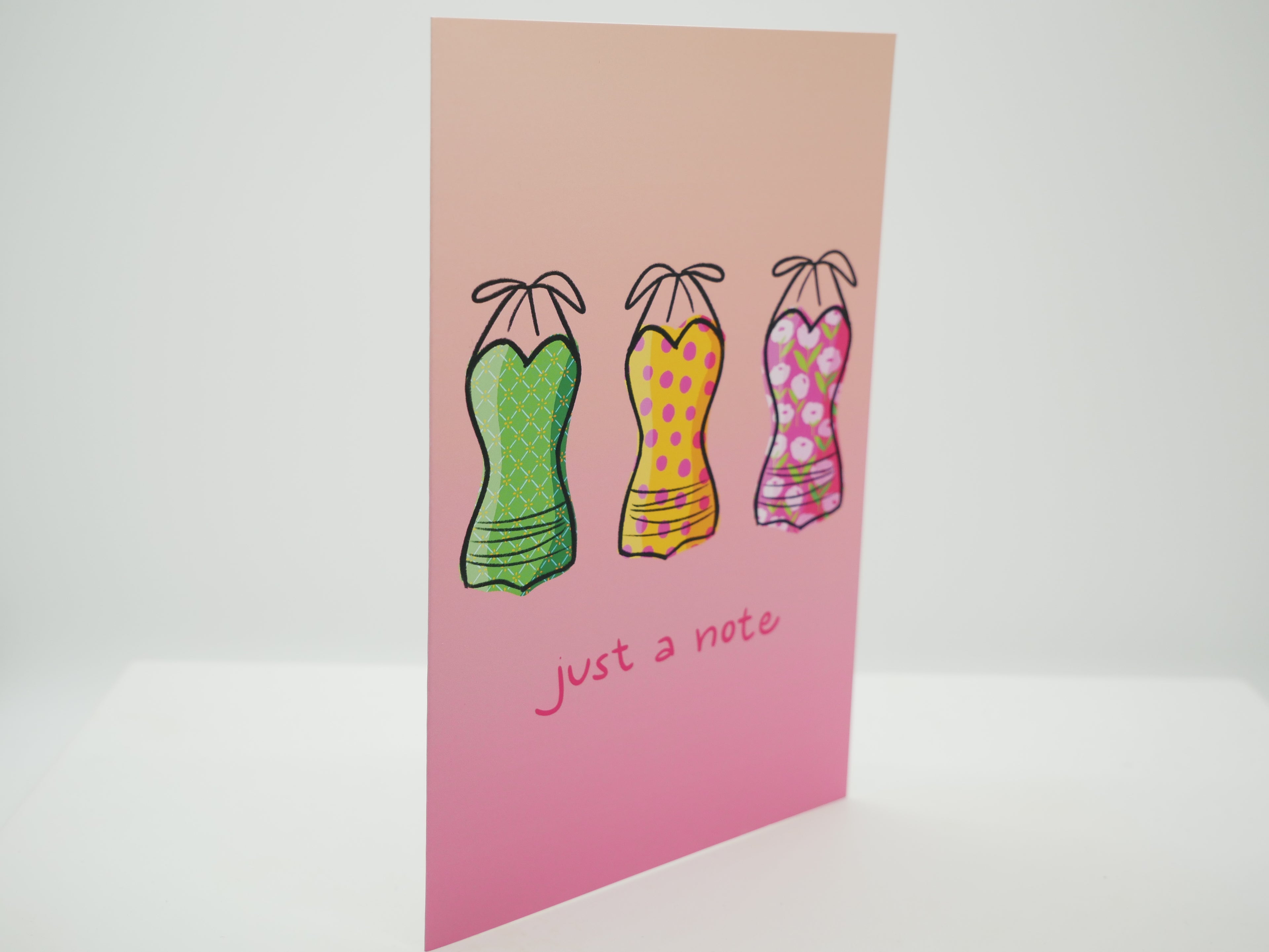 Just a Note Retro Bathing Suits Greeting Card – Vintage Illustrated Card