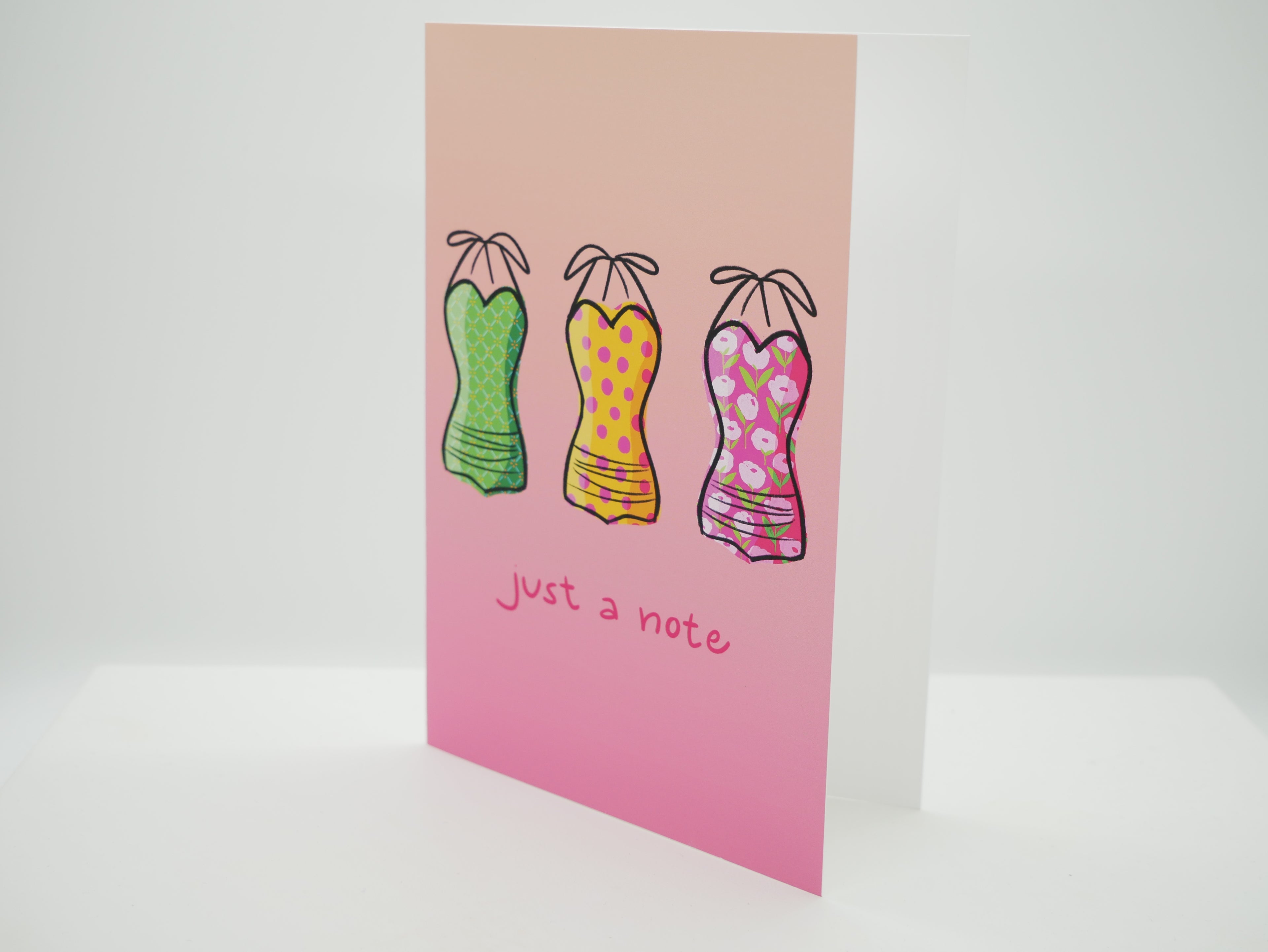 Just a Note Retro Bathing Suits Greeting Card – Vintage Illustrated Card