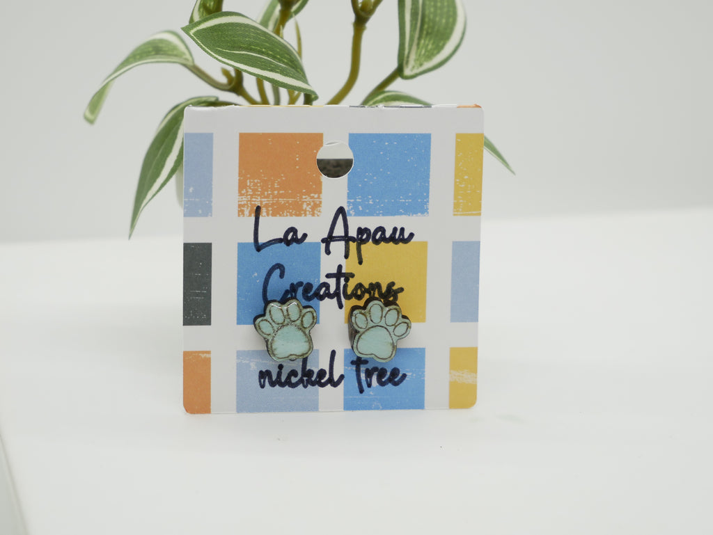 Blue Doggie Paw Print earrings