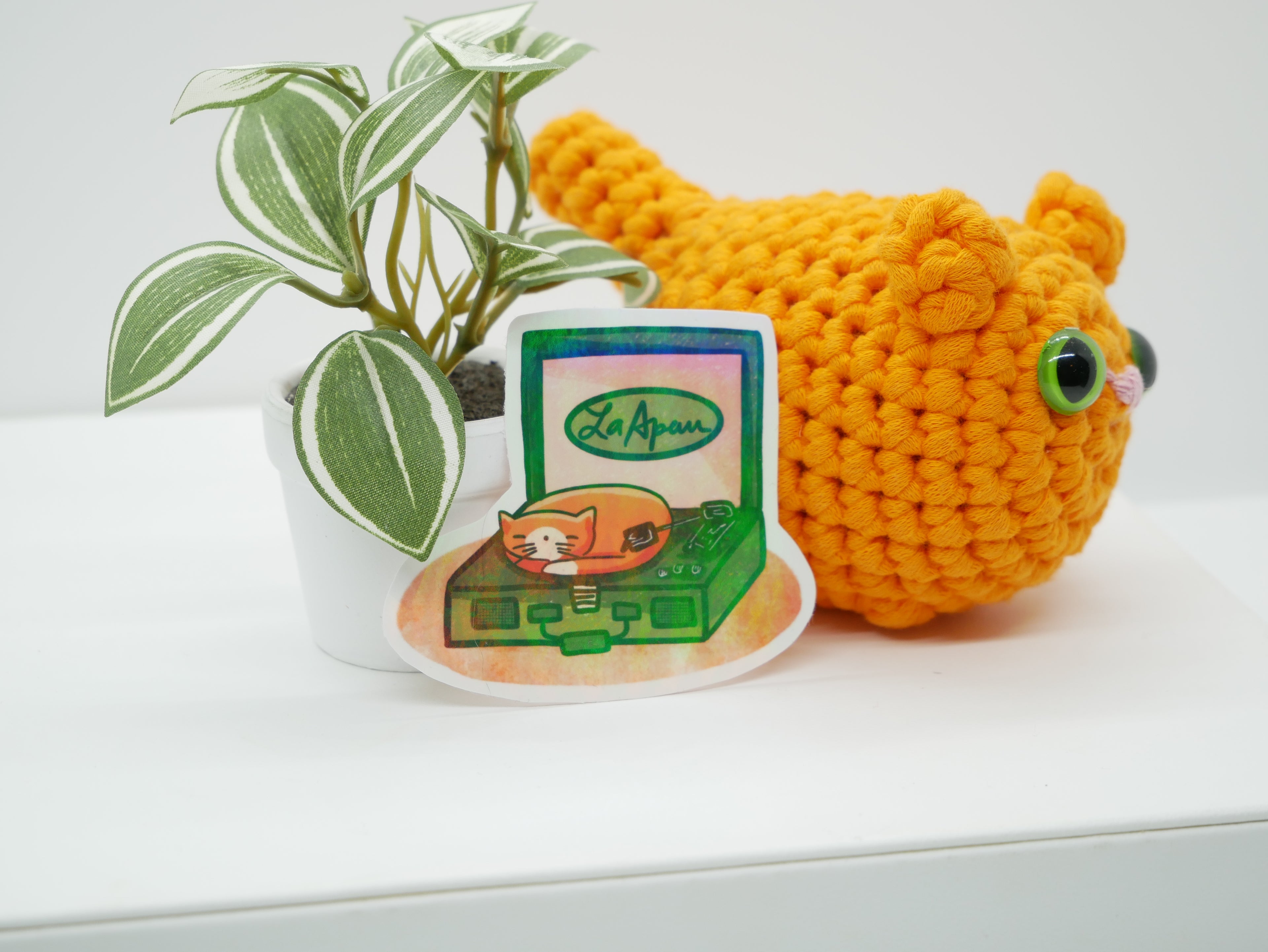 Simba Sleeping on Record Player Holographic Sticker