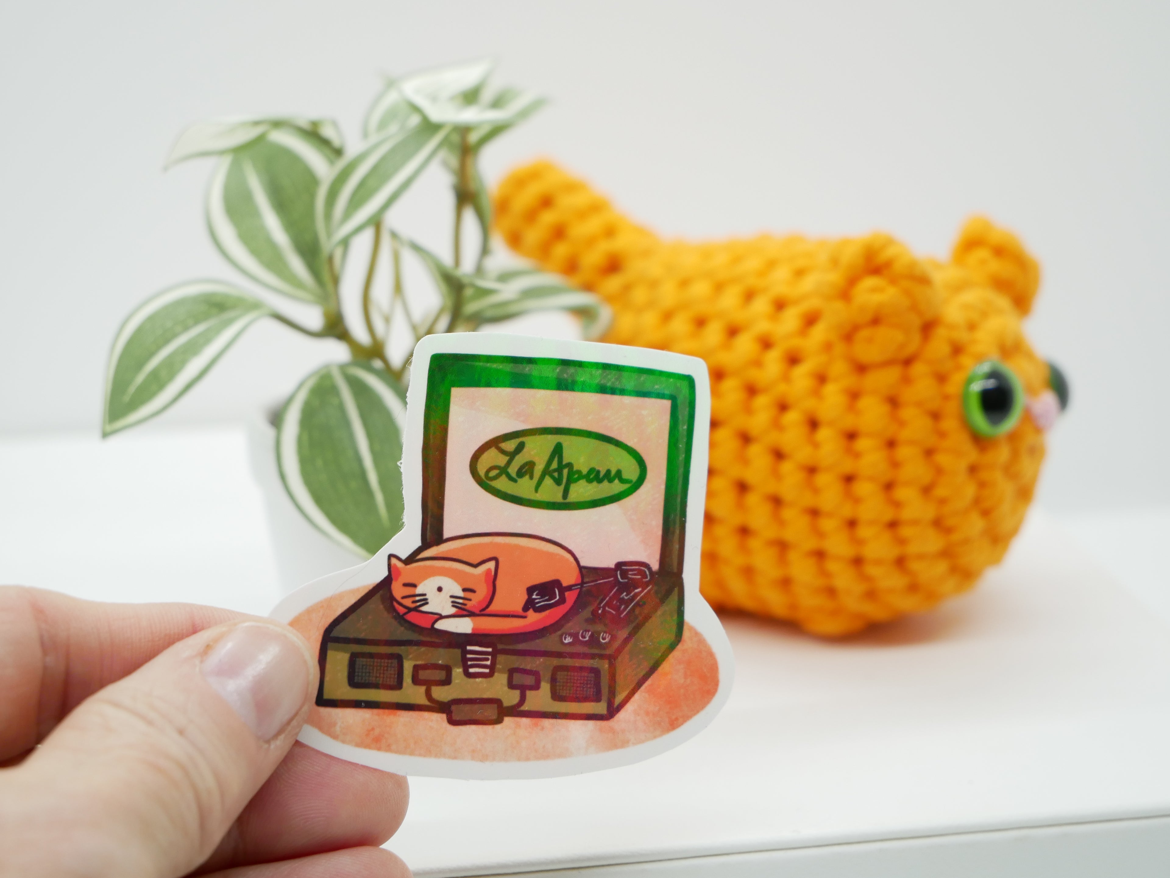 Simba Sleeping on Record Player Holographic Sticker