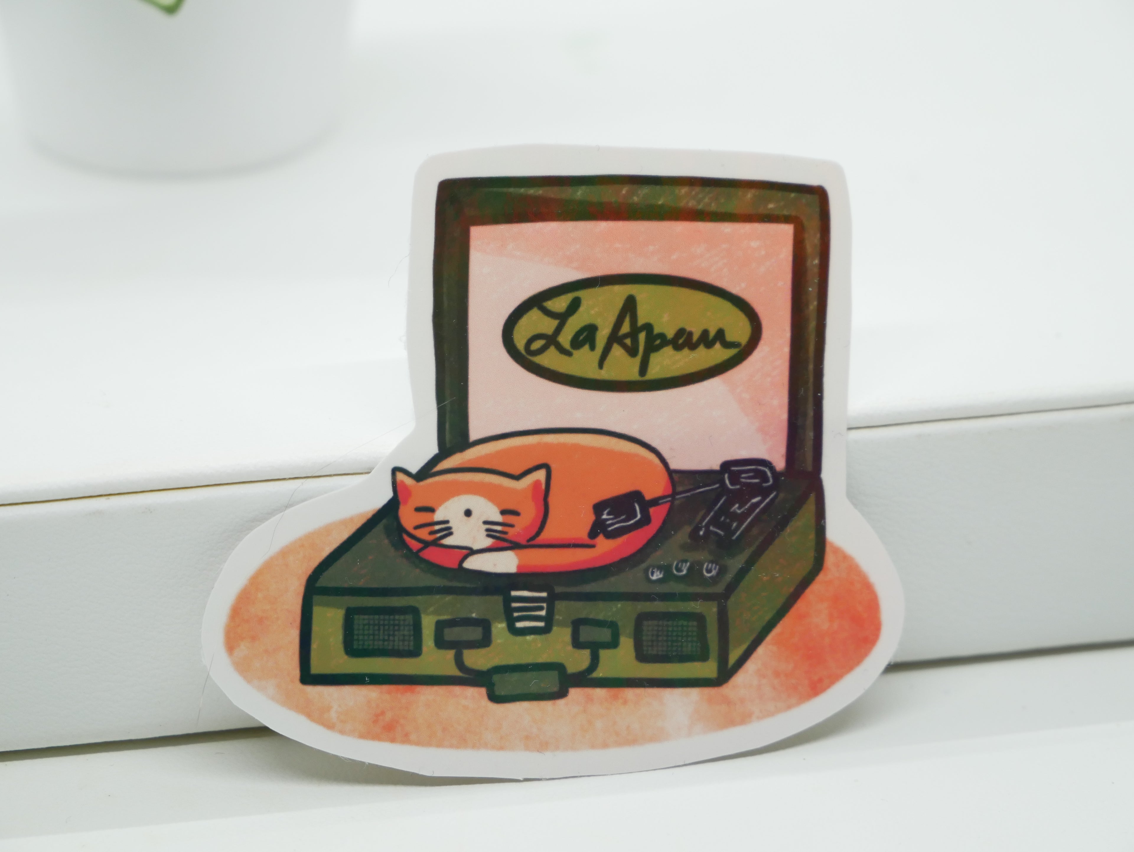 Simba Sleeping on Record Player Holographic Sticker