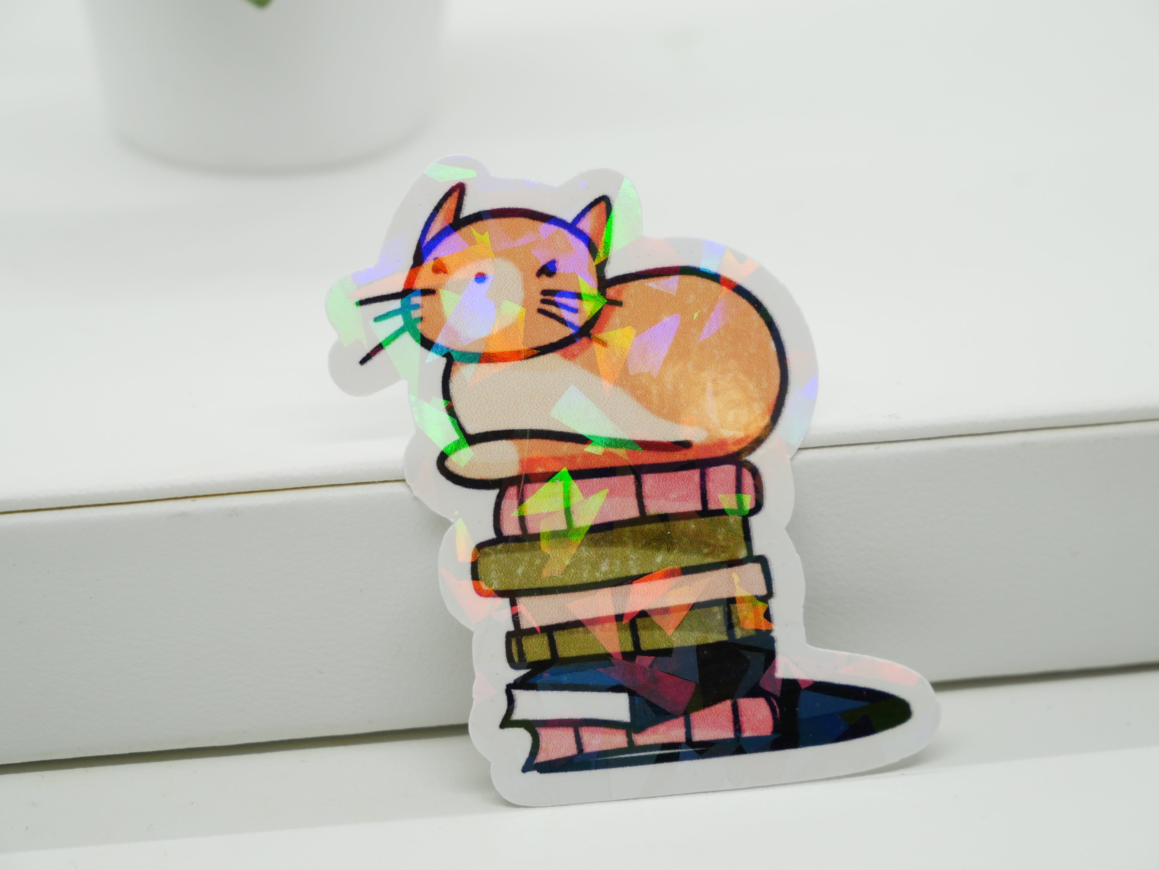 Simba Loaf on Books Holographic Sticker