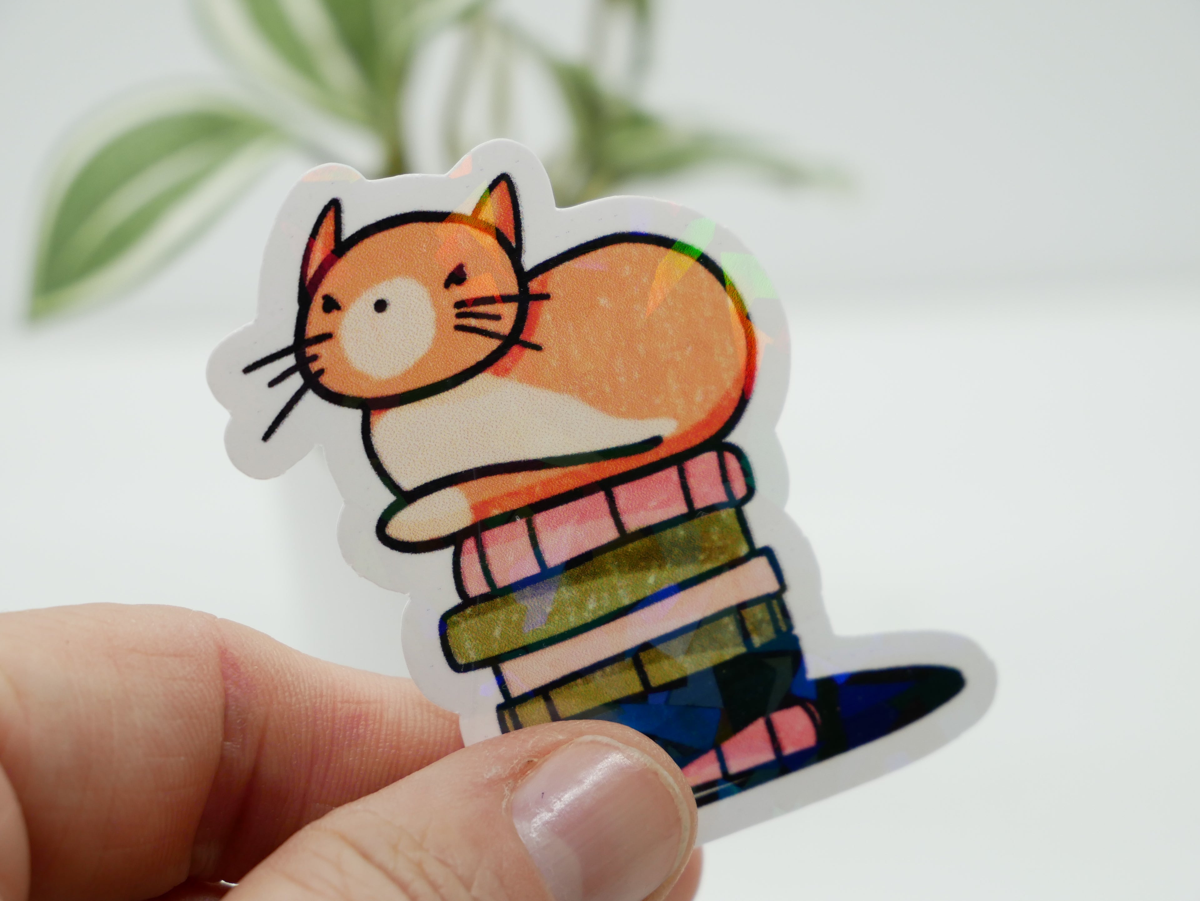 Simba Loaf on Books Holographic Sticker