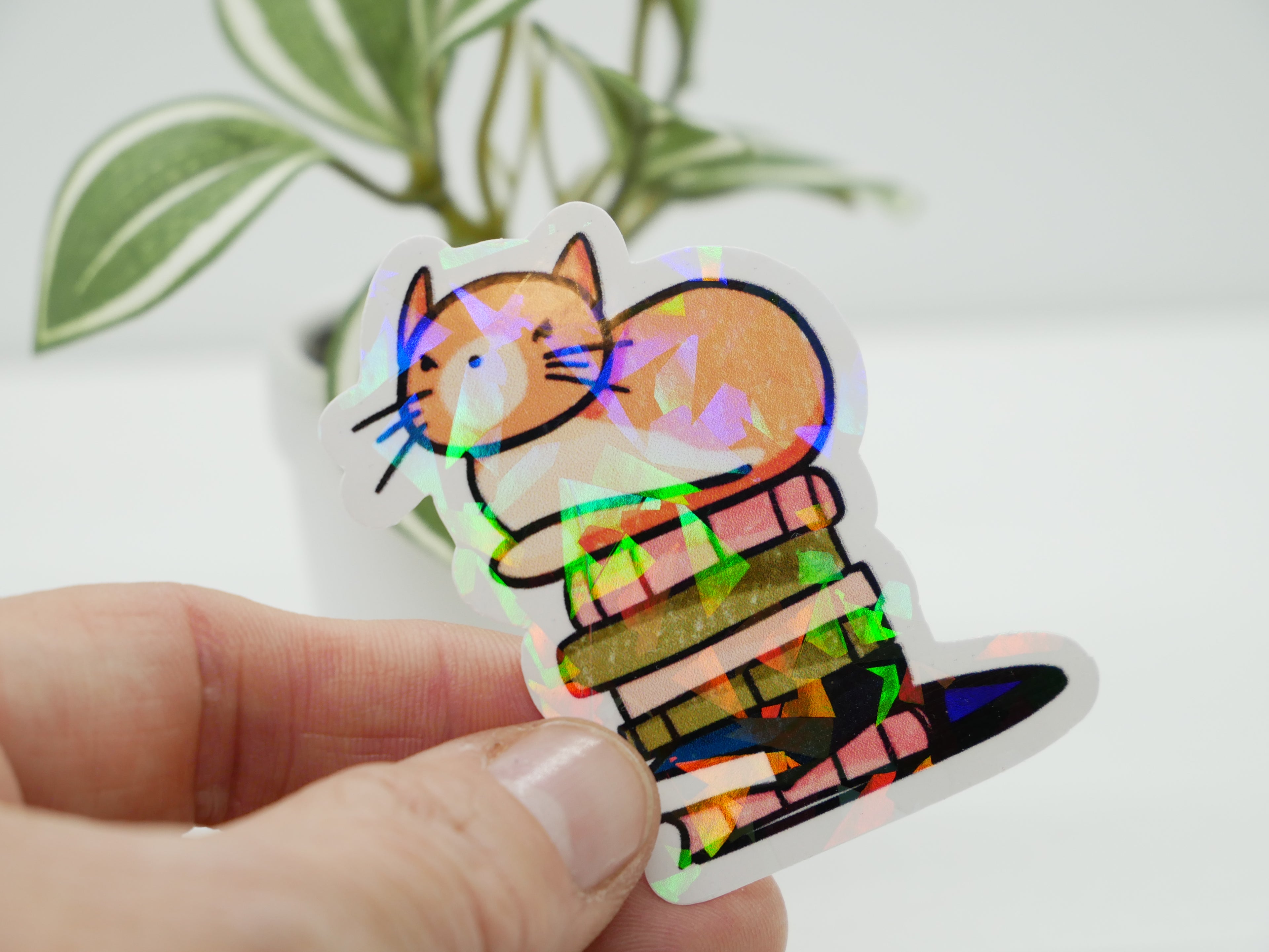 Simba Loaf on Books Holographic Sticker
