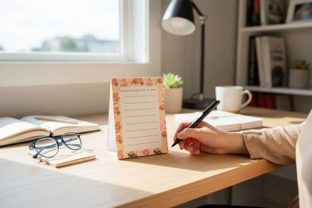 Orange Cat with Toys Notepad
