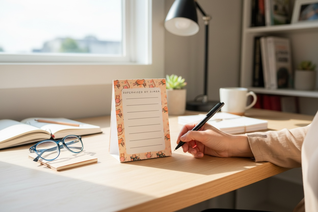 Orange Cat with Toys Notepad