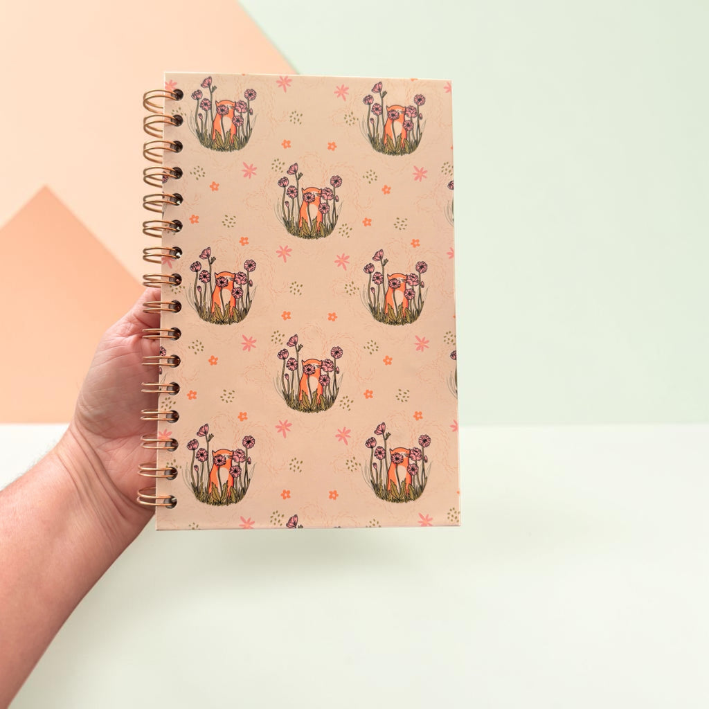 Cat and Flowers Blank Spiral Notebook