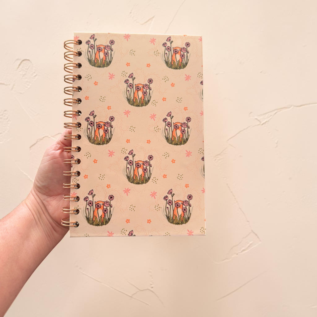 Cat and Flowers Blank Spiral Notebook