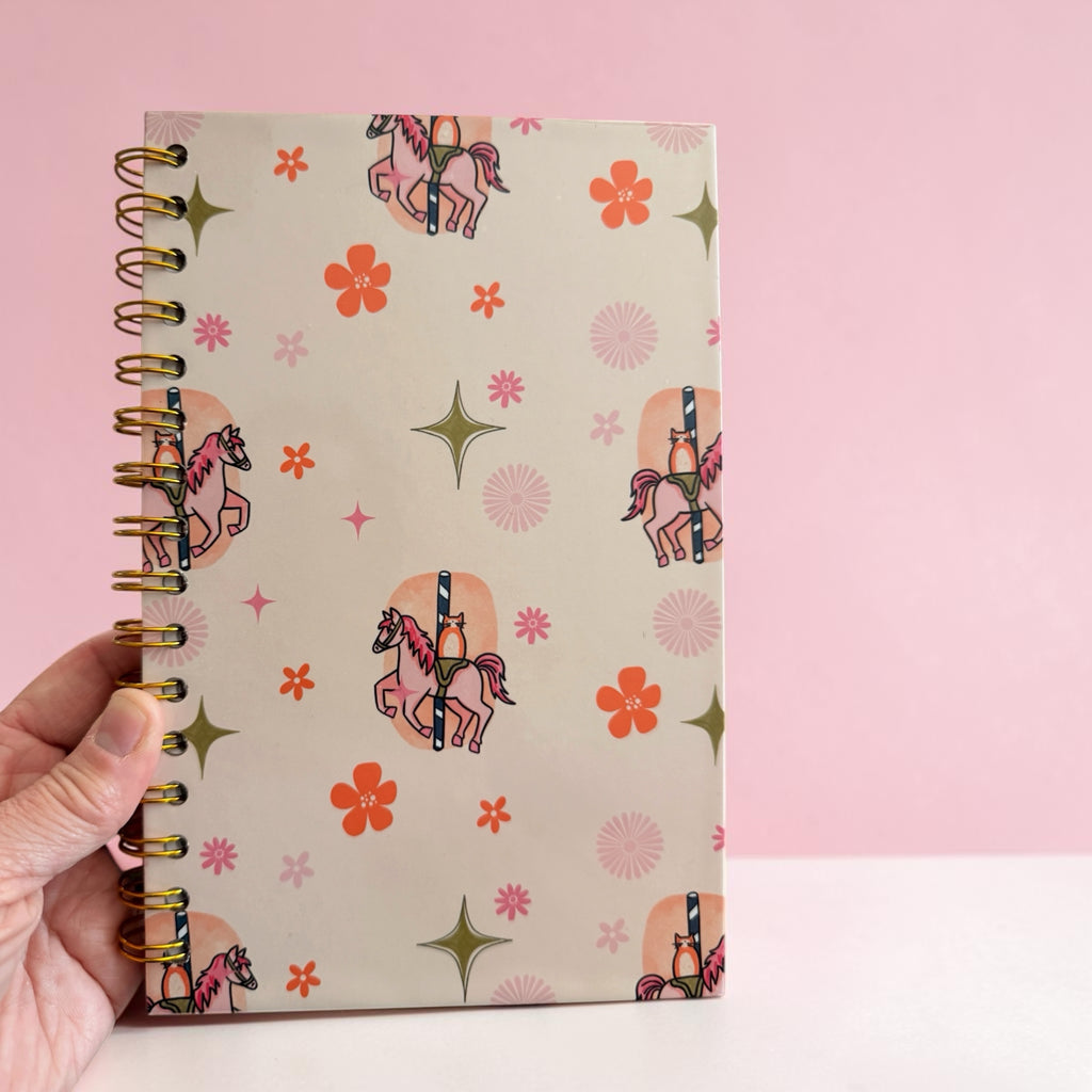 Carousel Cat Spiral Notebook – Cute Kawaii Journal for Cat Lovers