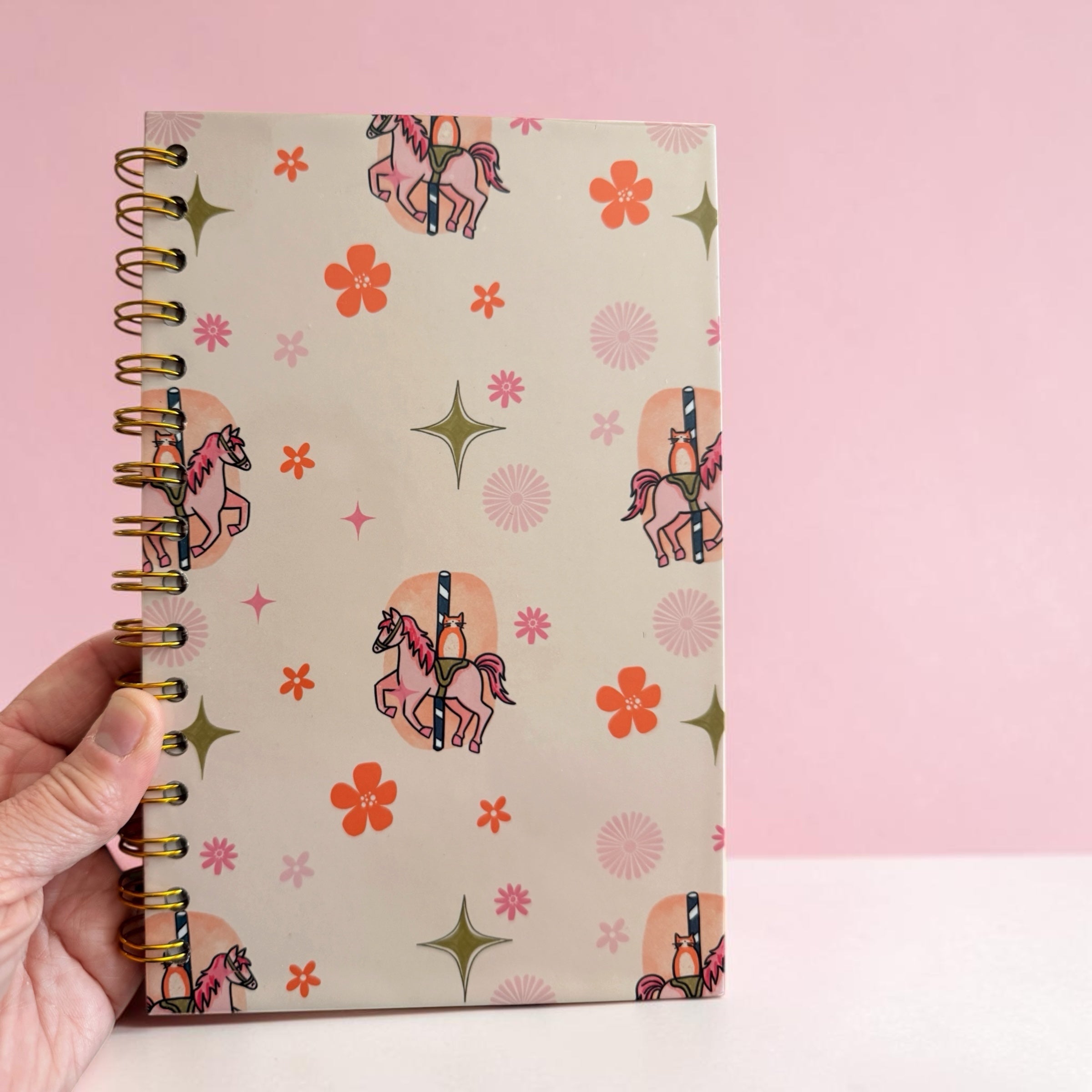 Carousel Cat Spiral Notebook – Cute Kawaii Journal for Cat Lovers