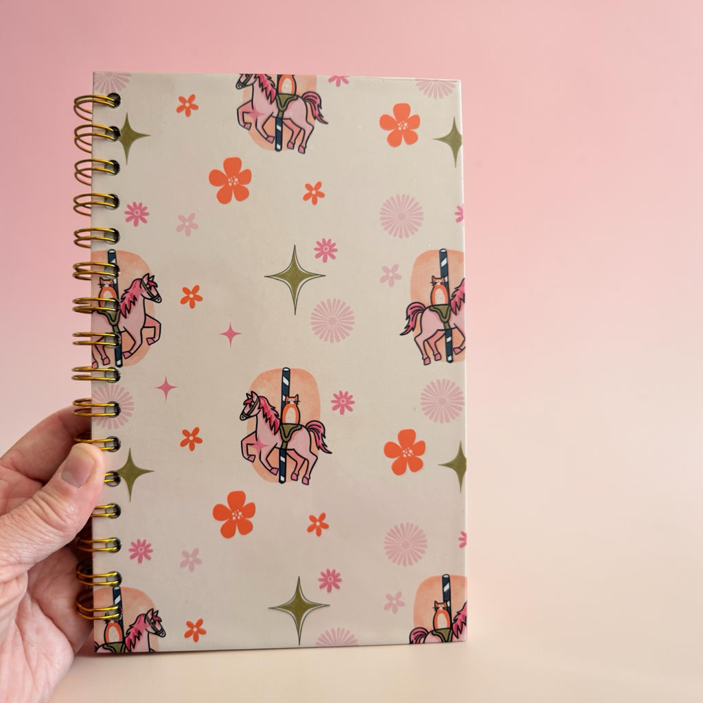 Carousel Cat Spiral Notebook – Cute Kawaii Journal for Cat Lovers