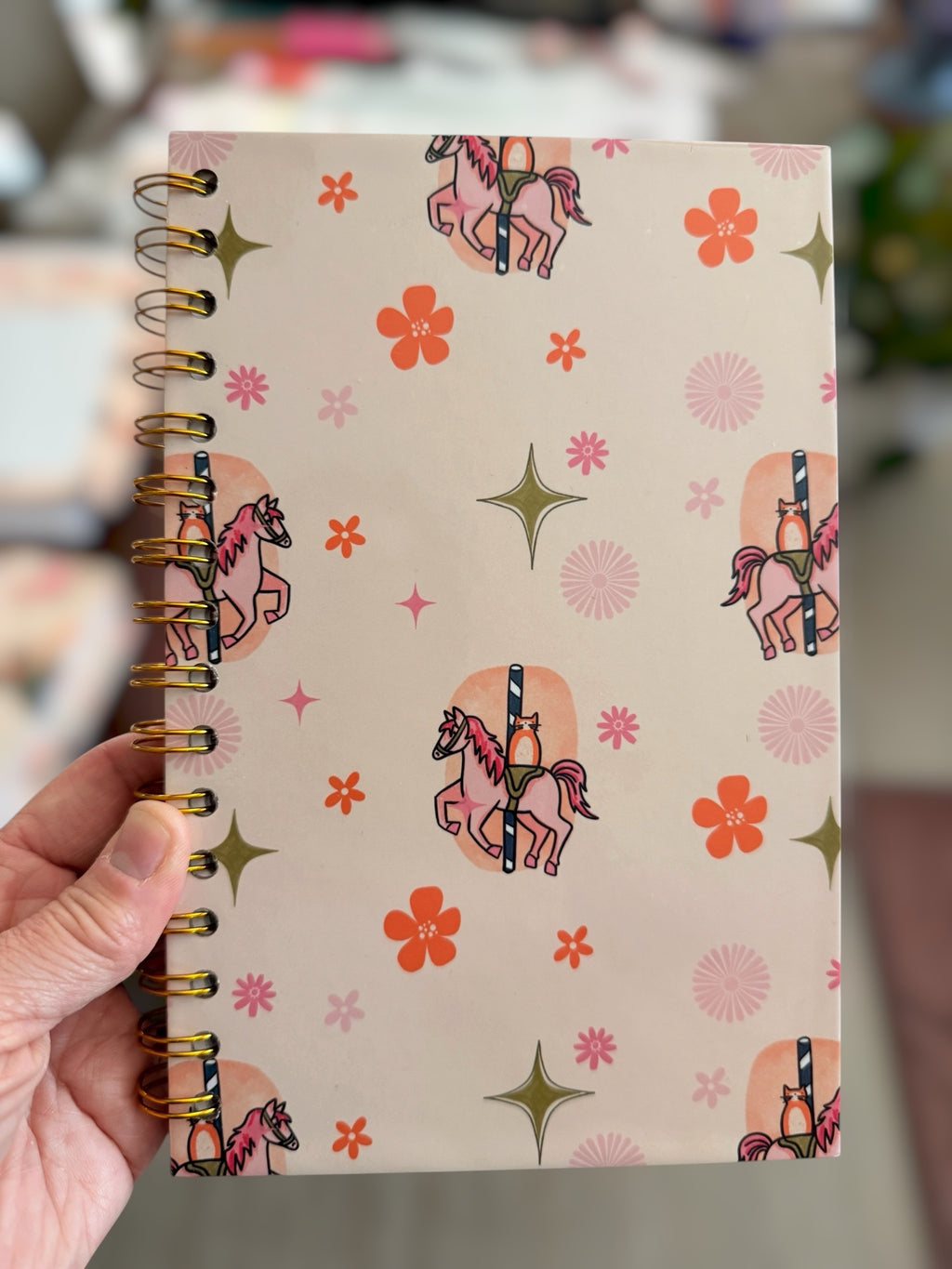 Carousel Cat Spiral Notebook – Cute Kawaii Journal for Cat Lovers