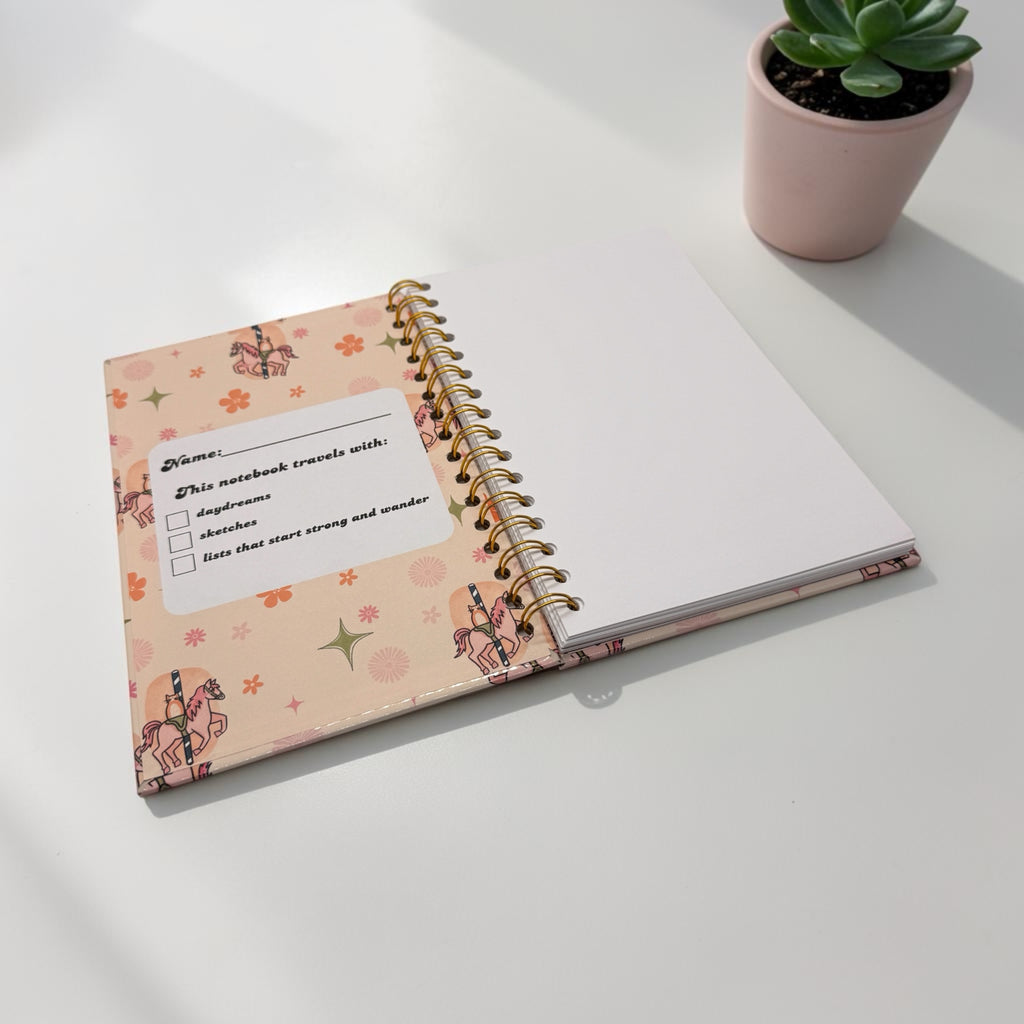 Carousel Cat Spiral Notebook – Cute Kawaii Journal for Cat Lovers