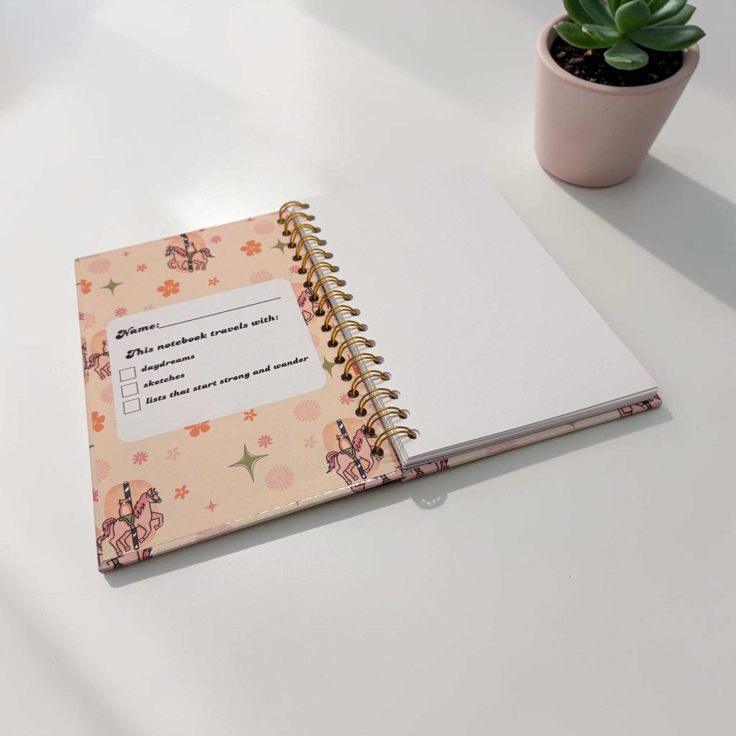 Carousel Cat Spiral Notebook – Cute Kawaii Journal for Cat Lovers
