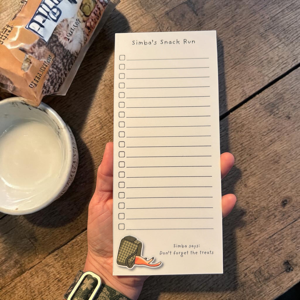 Simba’s Snack List Magnetic Notepad – Cute Cat Grocery List Pad 🐾🧲🛒