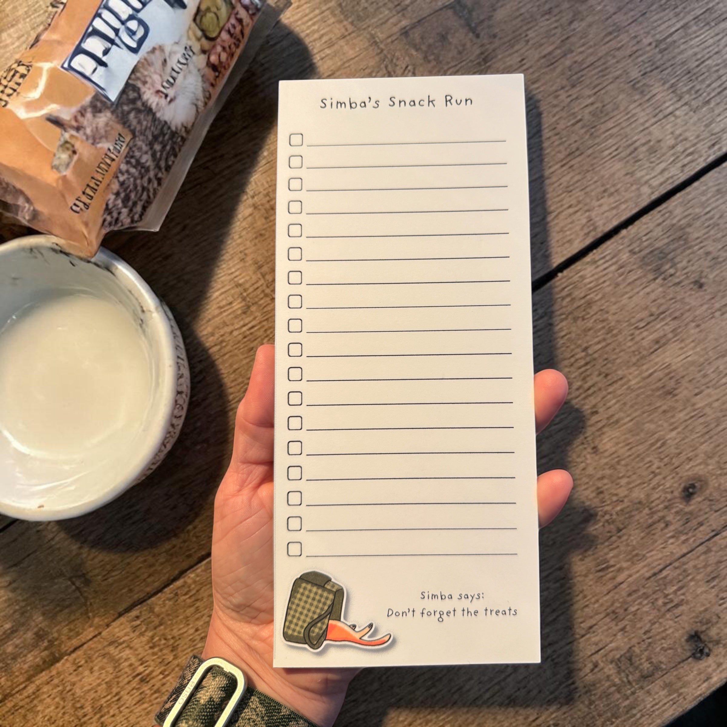 Simba’s Snack List Magnetic Notepad – Cute Cat Grocery List Pad 🐾🧲🛒