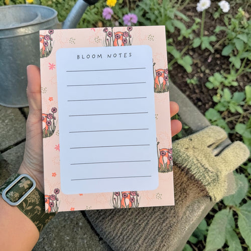 Bloom Notes – 5x7 Notepad (Simba in the Poppies)