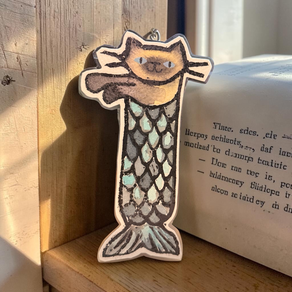 Siamese Cat Mermaid Bookmark