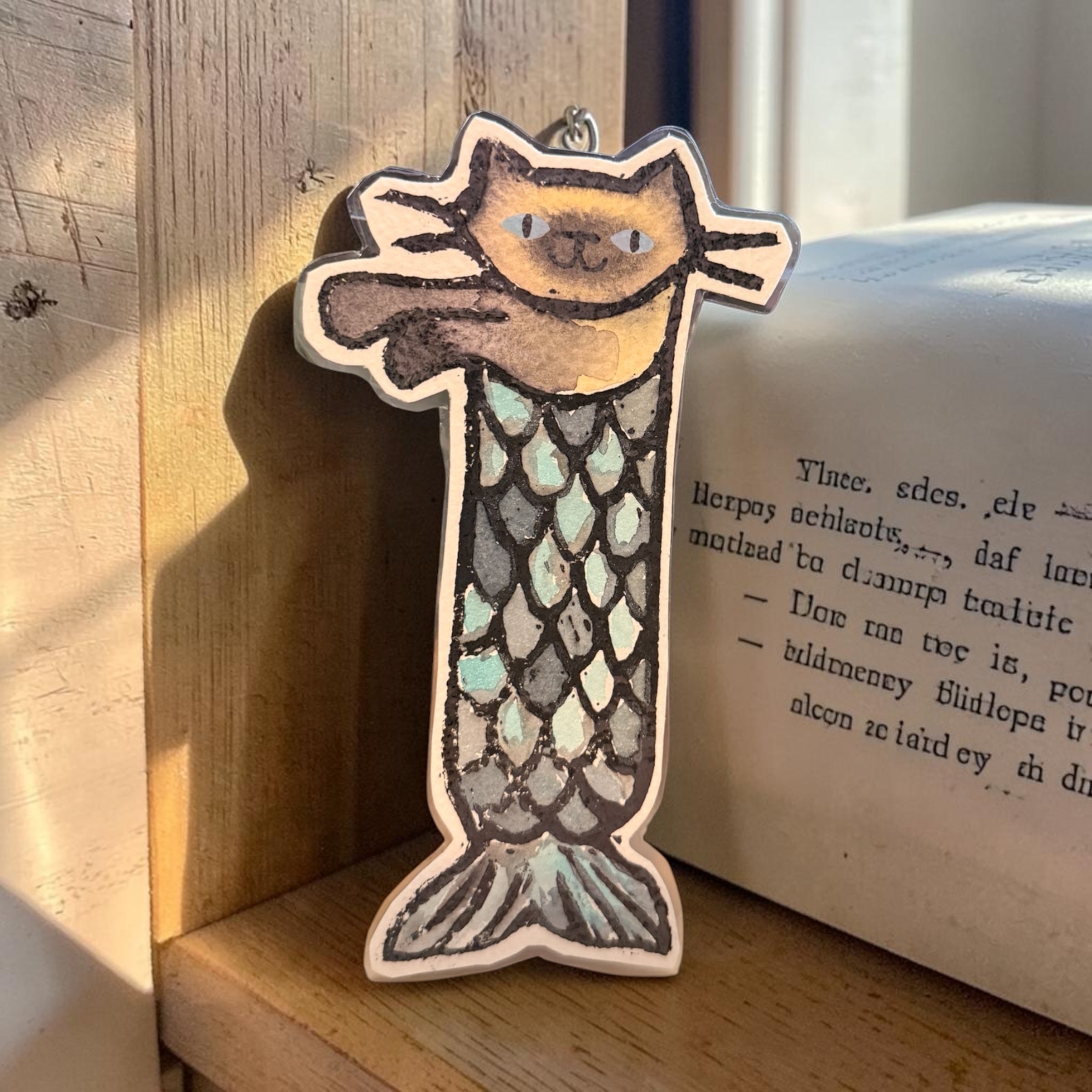 Siamese Cat Mermaid Bookmark