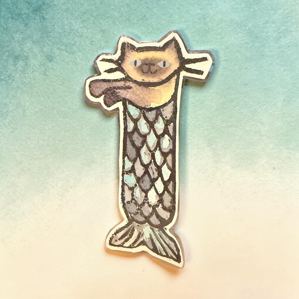 Siamese Cat Mermaid Bookmark