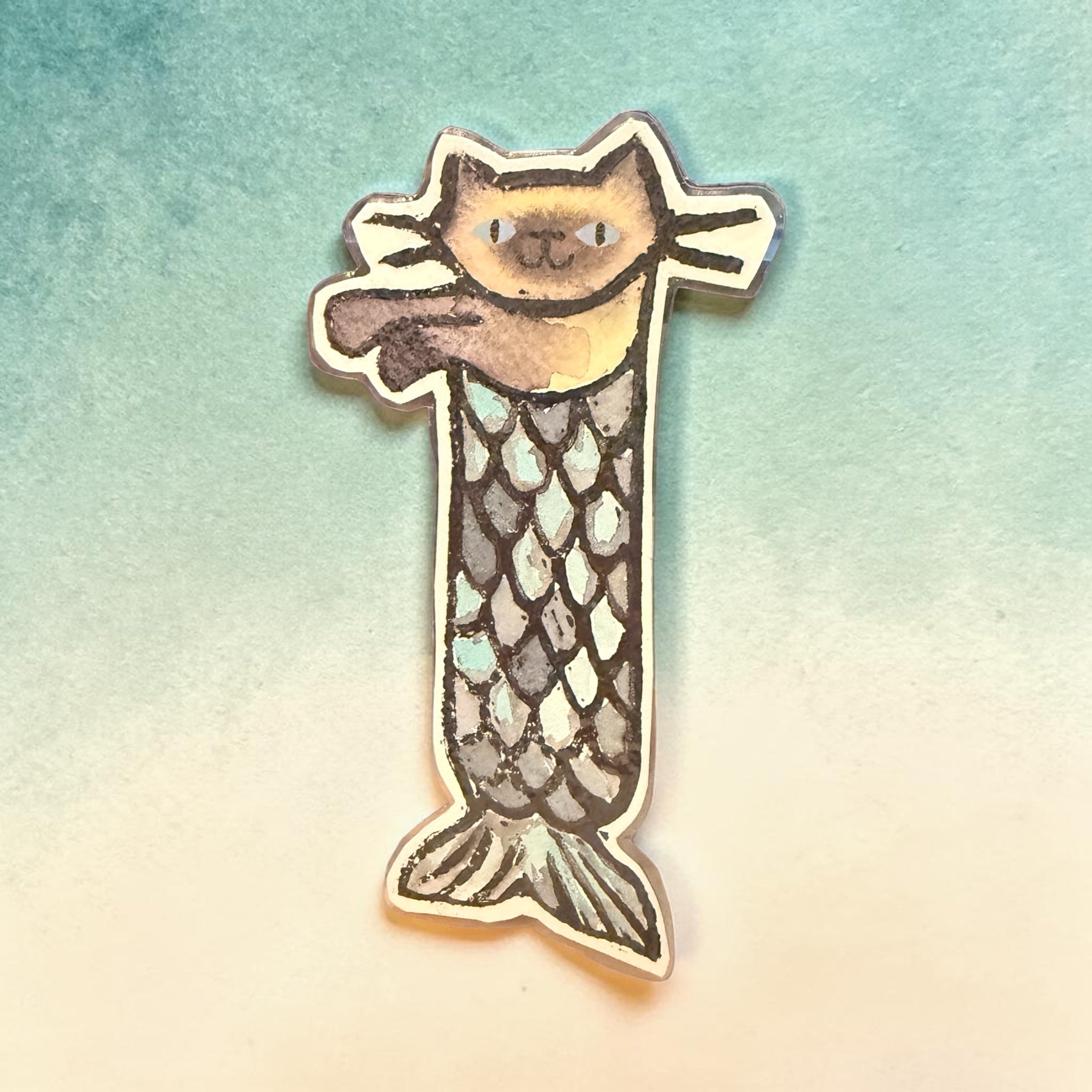 Siamese Cat Mermaid Bookmark