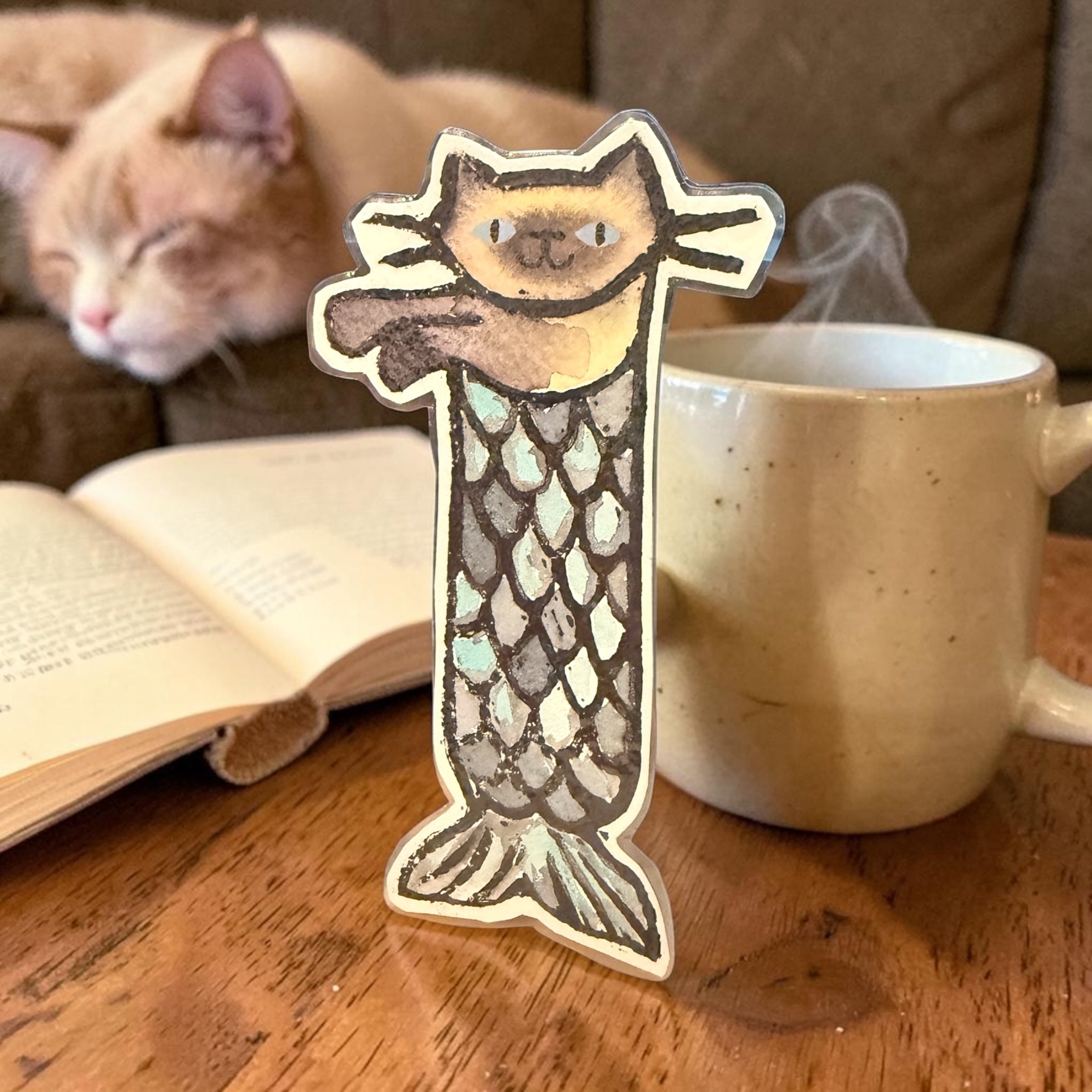Siamese Cat Mermaid Bookmark
